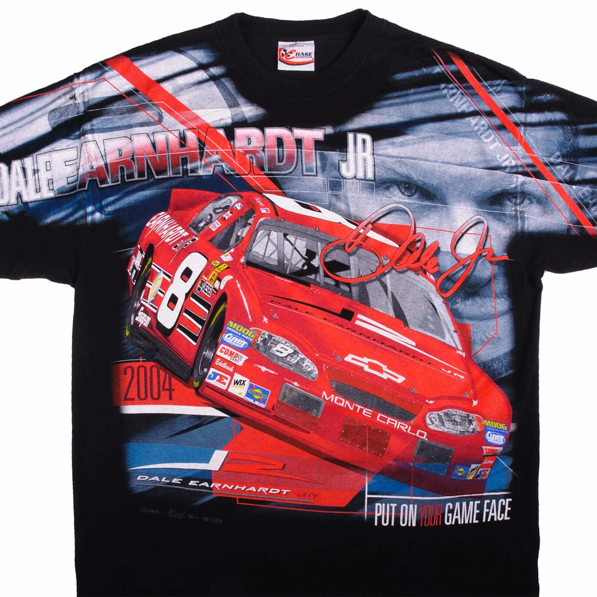 VINTAGE NASCAR ALL OVER PRINT DALE EARNHARDT JR 90s 2000S TEE SHIRT SIZE LARGE