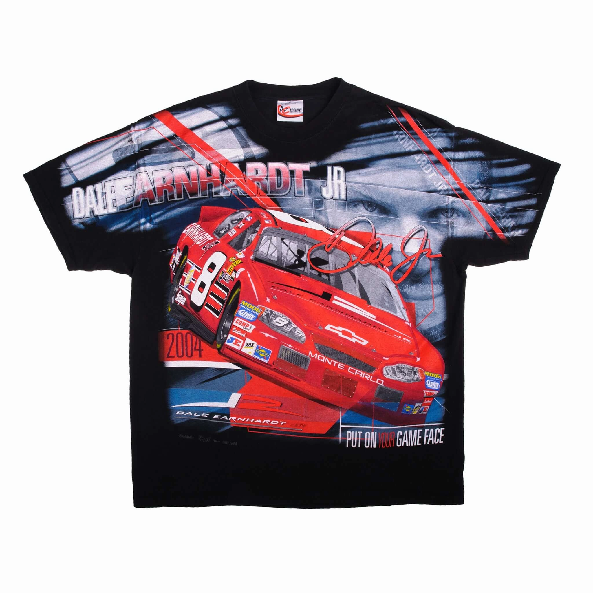 VINTAGE NASCAR ALL OVER PRINT DALE EARNHARDT JR 90s 2000S TEE SHIRT SIZE LARGE
