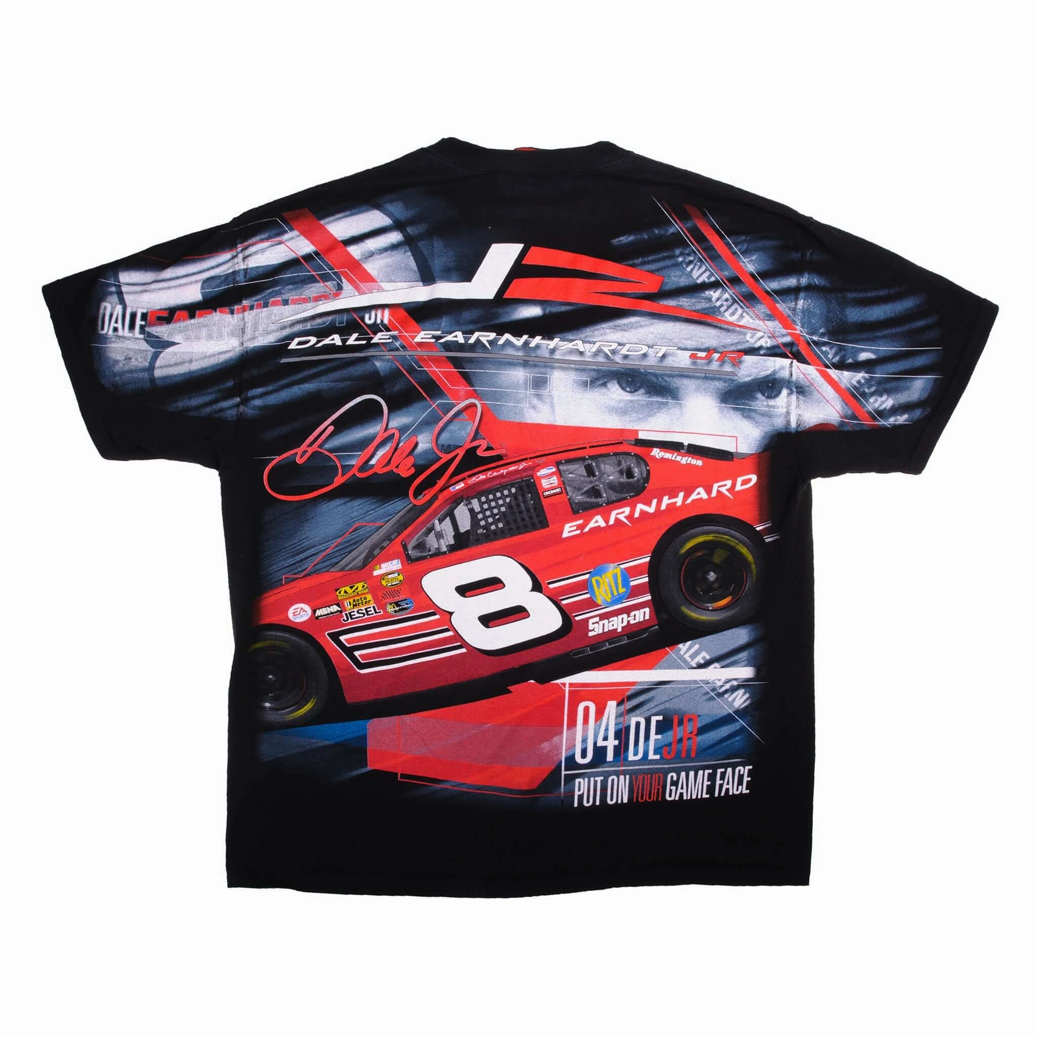 VINTAGE NASCAR ALL OVER PRINT DALE EARNHARDT JR 90s 2000S TEE SHIRT SIZE LARGE