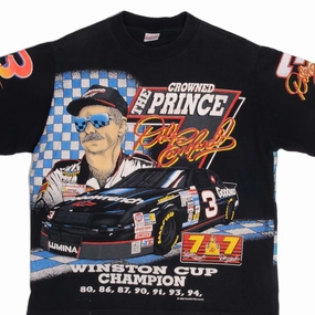 VINTAGE NASCAR ALL OVER PRINT DALE EARNHARDT RICHARD PETTY 1995 TEE SHIRT LARGE MADE USA