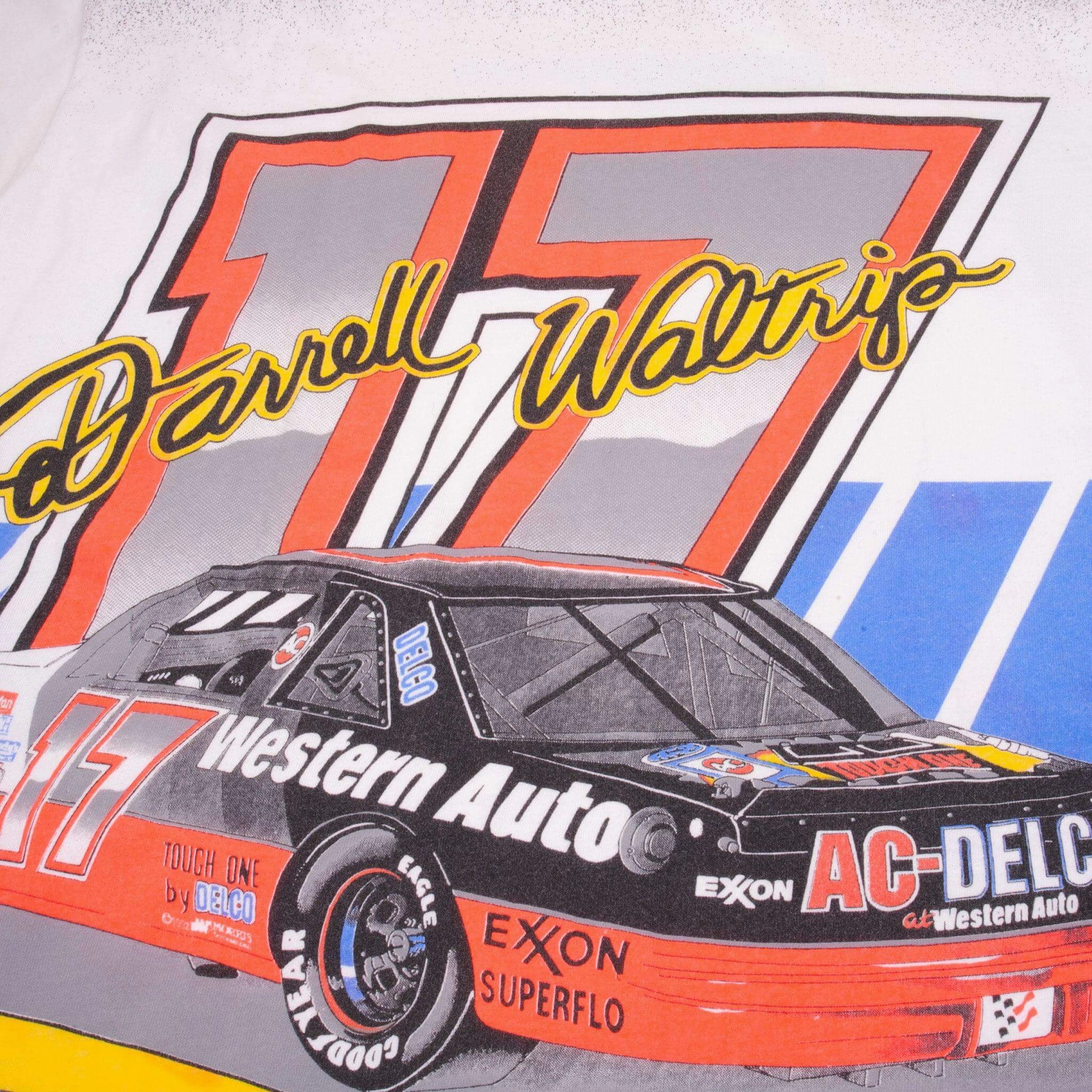 VINTAGE NASCAR ALL OVER PRINT DARRELL WALTRIP 1992 TEE SHIRT LARGE MADE USA