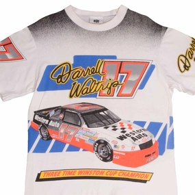 VINTAGE NASCAR ALL OVER PRINT DARRELL WALTRIP 1992 TEE SHIRT LARGE MADE USA