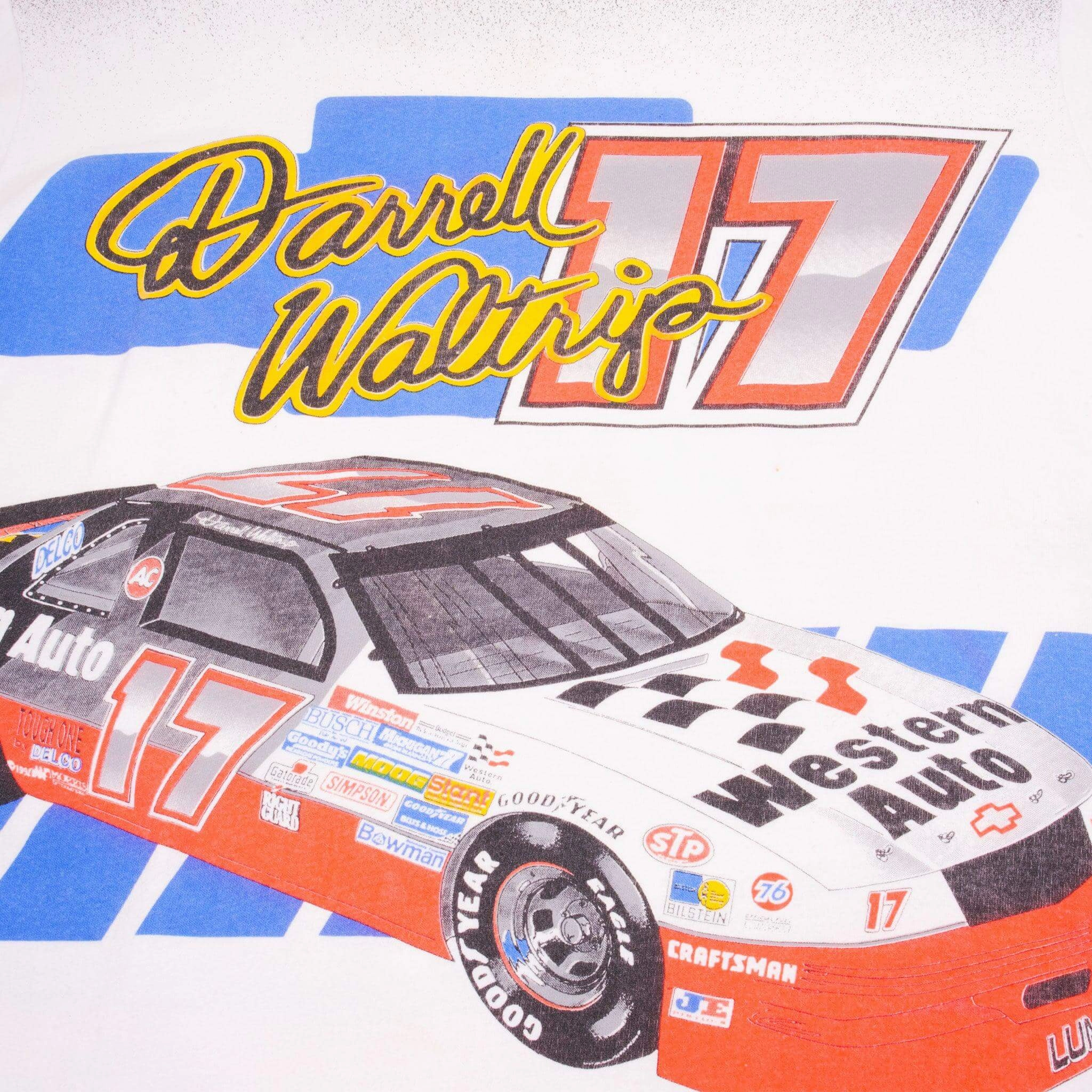 VINTAGE NASCAR ALL OVER PRINT DARRELL WALTRIP 1992 TEE SHIRT LARGE MADE USA