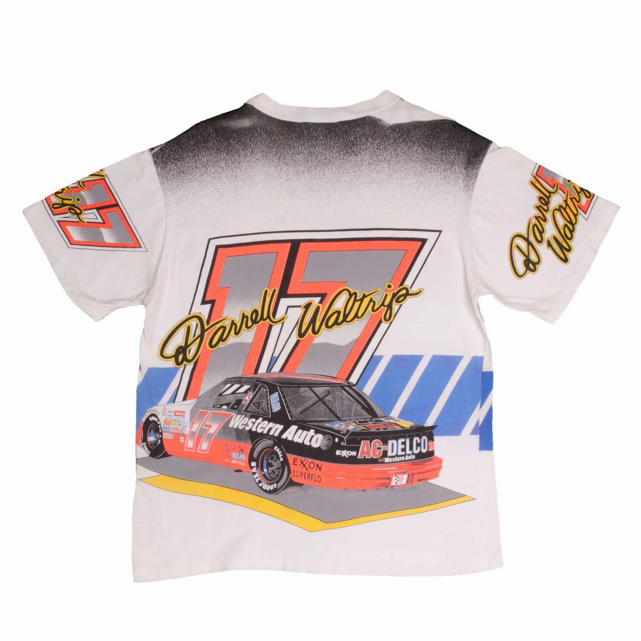 VINTAGE NASCAR ALL OVER PRINT DARRELL WALTRIP 1992 TEE SHIRT LARGE MADE USA
