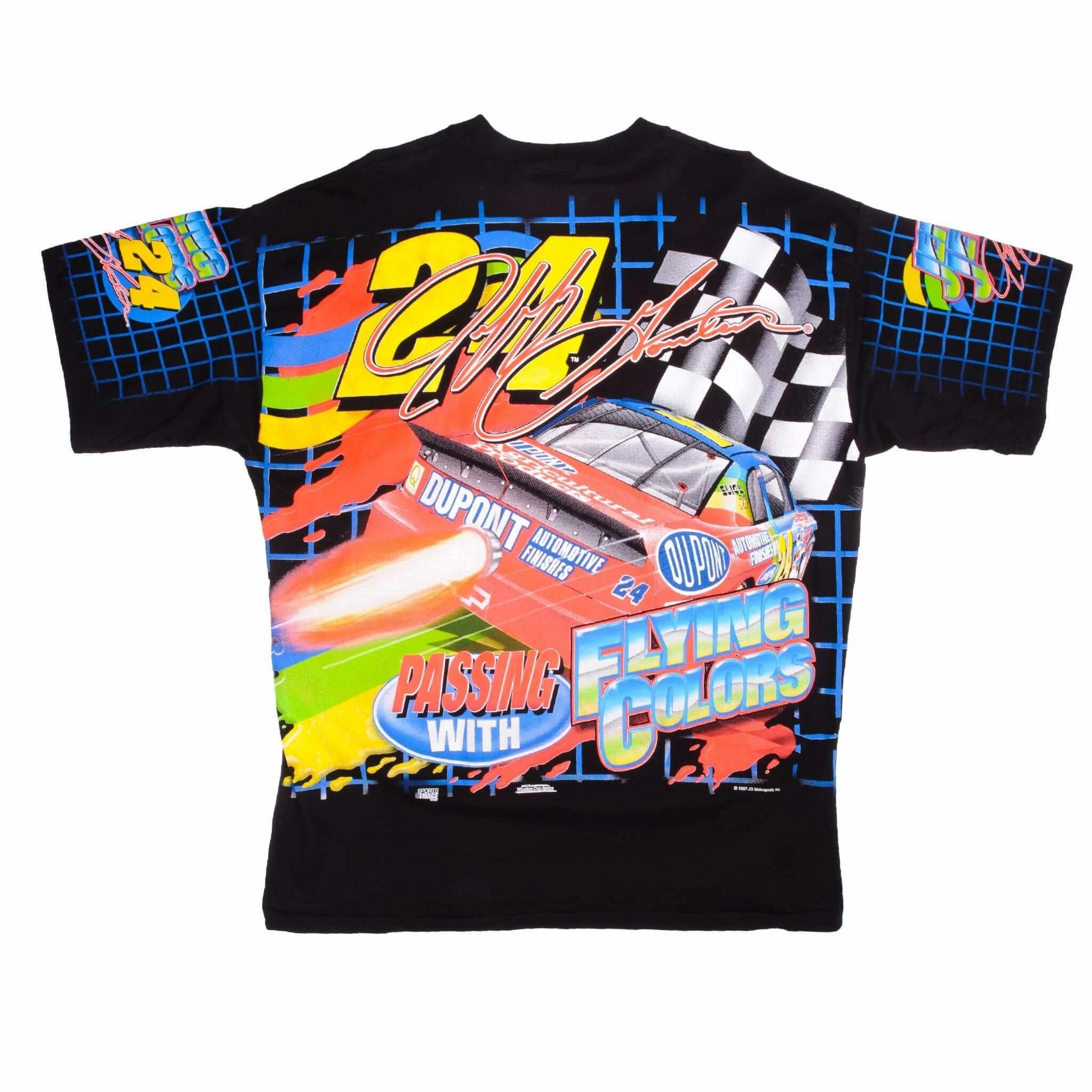VINTAGE NASCAR ALL OVER PRINT JEEF GORDON JEFF JET 1997 TEE SHIRT XL MADE IN USA