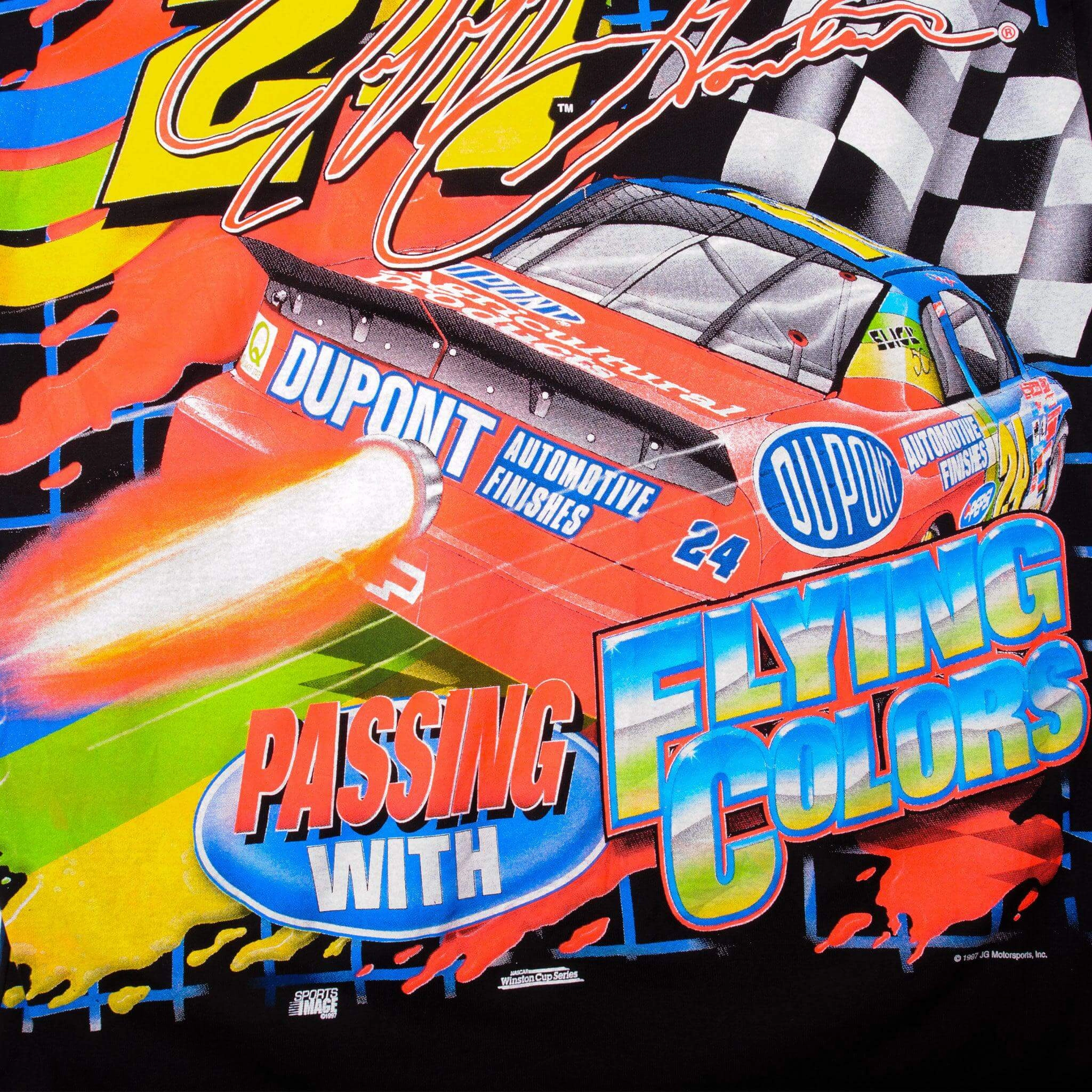 VINTAGE NASCAR ALL OVER PRINT JEEF GORDON JEFF JET 1997 TEE SHIRT XL MADE IN USA