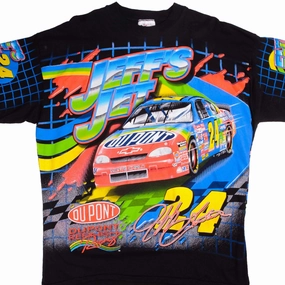 VINTAGE NASCAR ALL OVER PRINT JEEF GORDON JEFF JET 1997 TEE SHIRT XL MADE IN USA