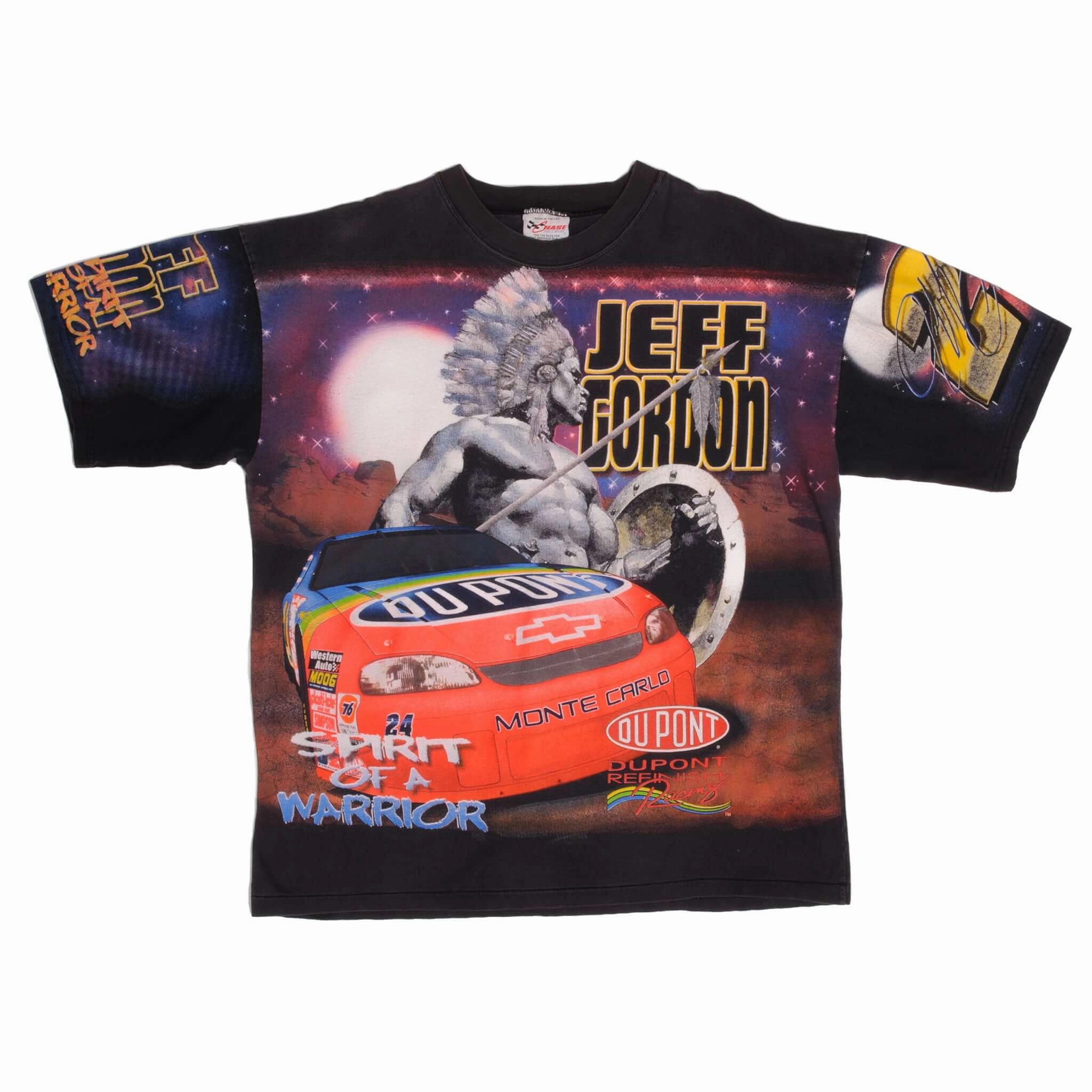 VINTAGE NASCAR ALL OVER PRINT JEFF GORDON 1998 TEE SHIRT XL MADE USA