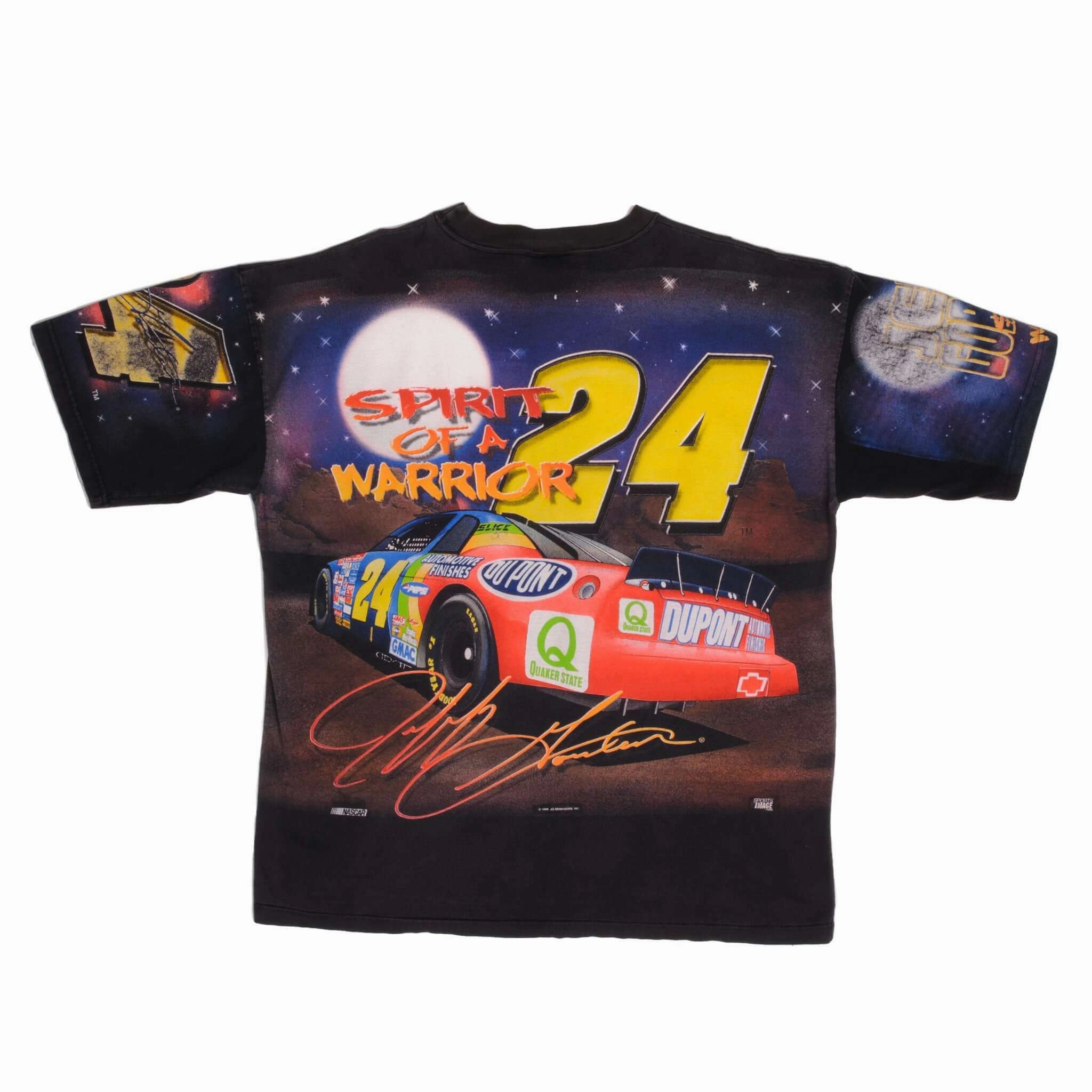 VINTAGE NASCAR ALL OVER PRINT JEFF GORDON 1998 TEE SHIRT XL MADE USA