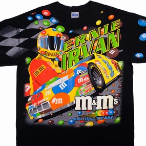 VINTAGE NASCAR ALL OVER PRINT M&MS ERNIE IRVAN 1999 TEE SHIRT SIZE 2XL