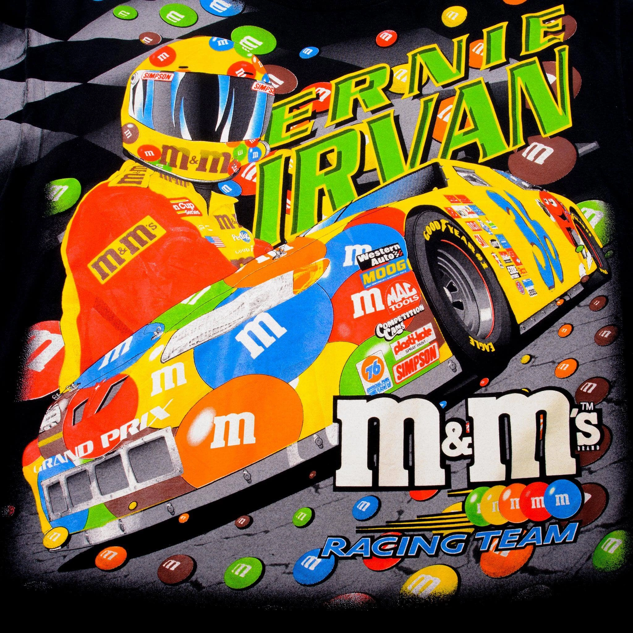 VINTAGE NASCAR ALL OVER PRINT M&MS ERNIE IRVAN 1999 TEE SHIRT SIZE 2XL
