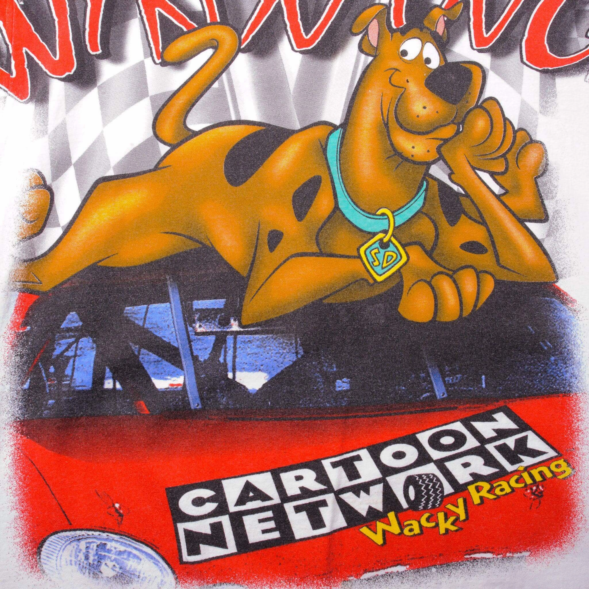 VINTAGE NASCAR ALL OVER PRINT SCOOBY DOO 2000 TEE SHIRT SIZE LARGE