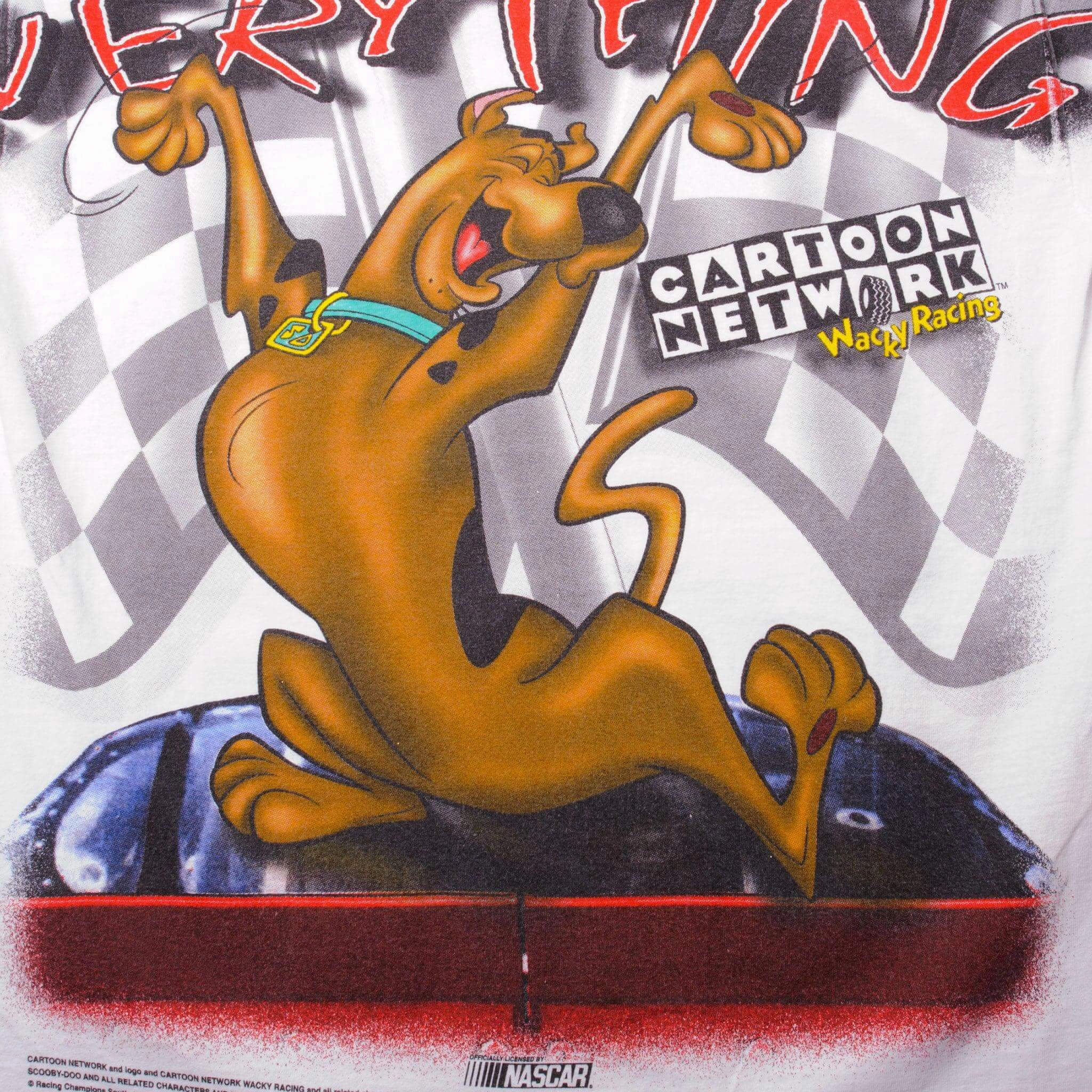 VINTAGE NASCAR ALL OVER PRINT SCOOBY DOO 2000 TEE SHIRT SIZE LARGE