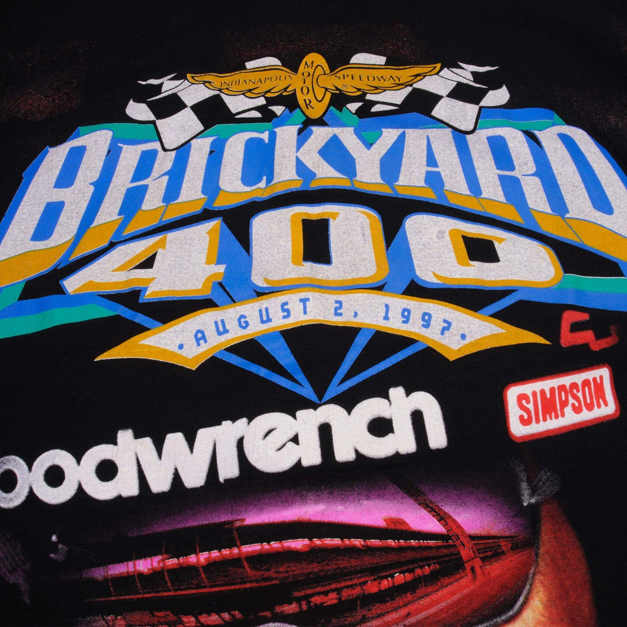 VINTAGE NASCAR ALLOVER PRINT DALE EARNHARDT BRICKYARD 1997 TEE SHIRT XL MADE USA