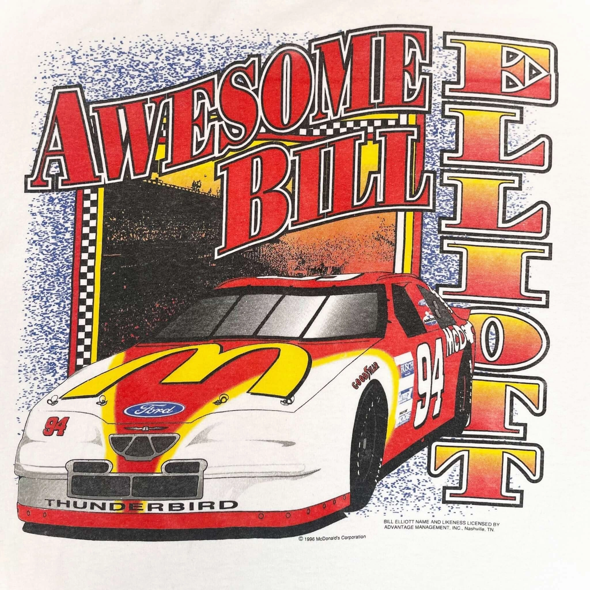 VINTAGE NASCAR BILL ELIOTT MCDONALD'S TEE SHIRT 1996 SIZE XL