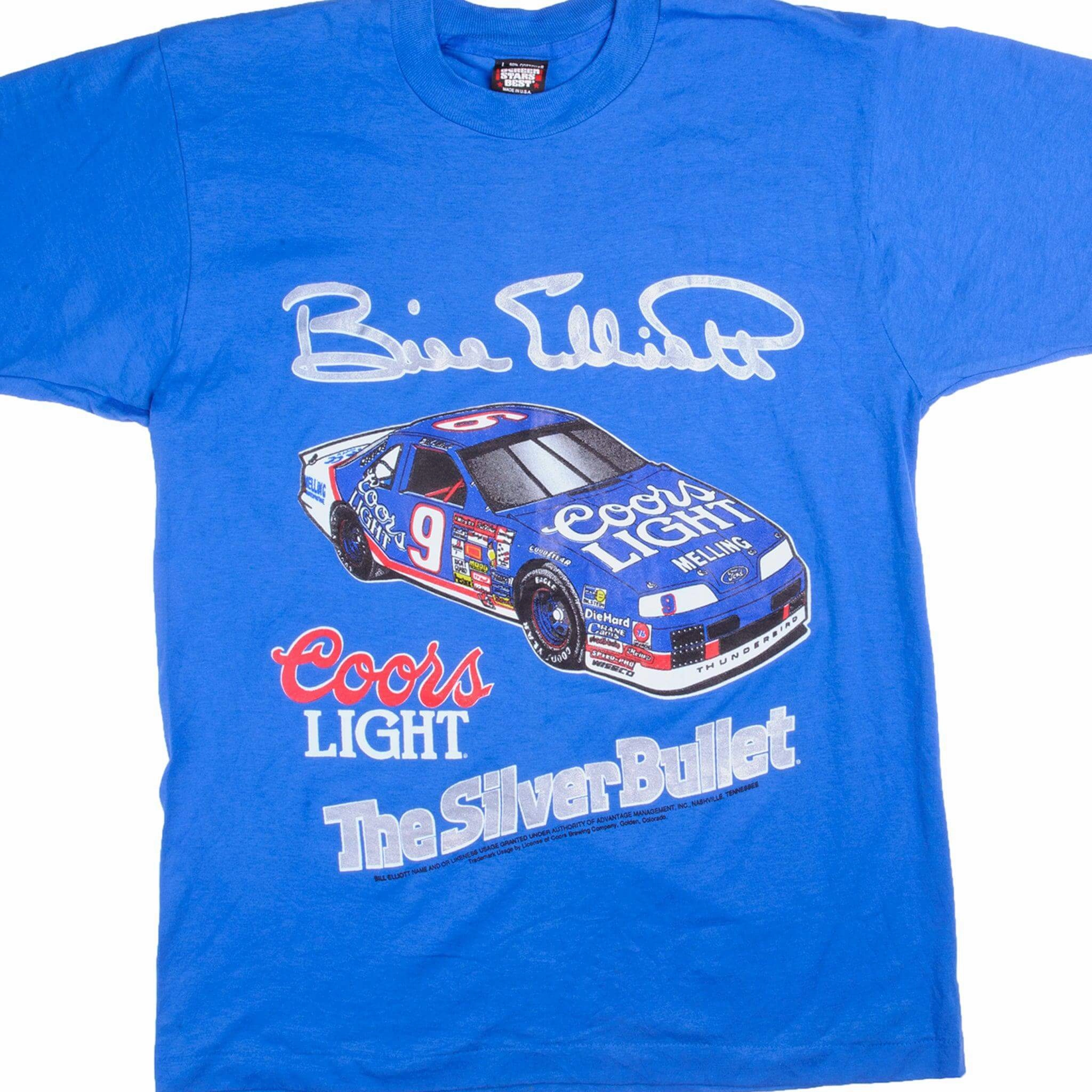 VINTAGE NASCAR BILL ELIOTT THE SILVER BULLET TEE SHIRT 1990S MEDIUM MADE USA