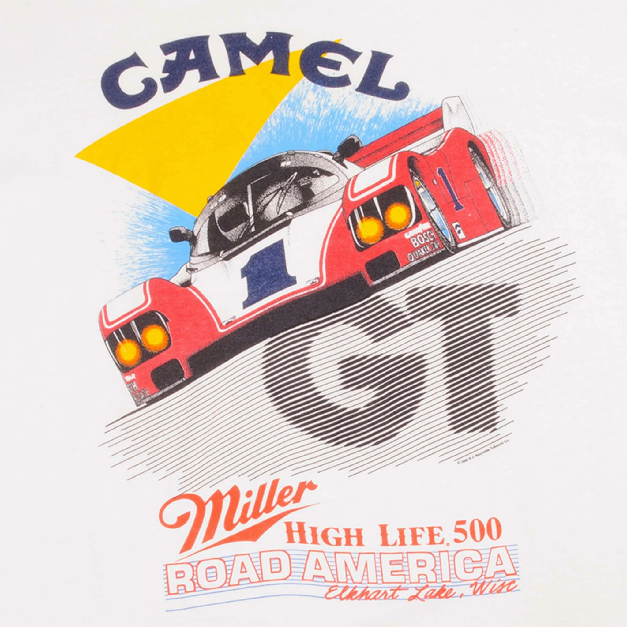 VINTAGE NASCAR CAMEL MILLER HIGH LIFE 500 GT ROAD AMERICA 1988 TEE SHIRT SIZE XL MADE IN USA