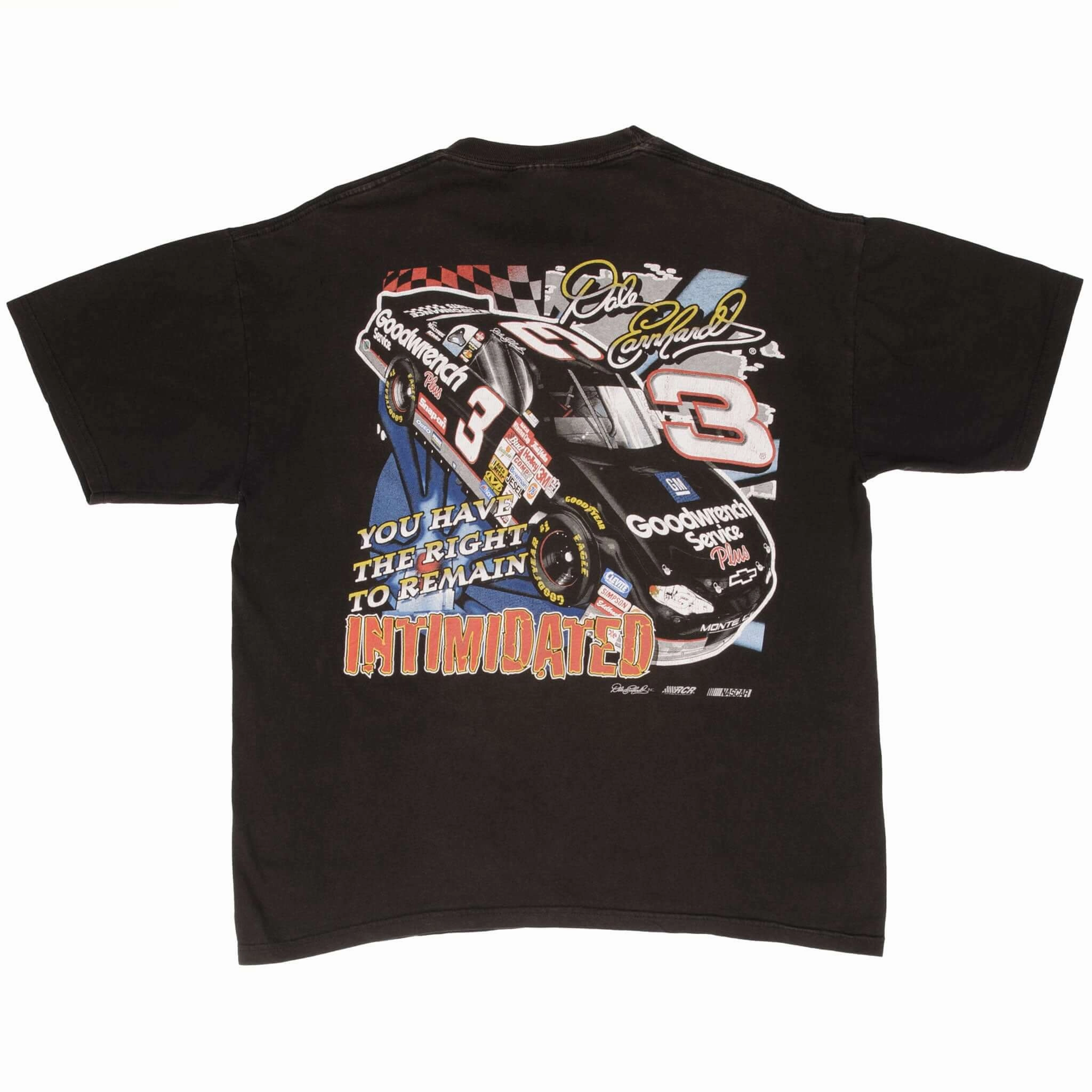 VINTAGE NASCAR DALE EARNHARDT #3 INTIMIDATED 1990S TEE SHIRT SIZE LARGE
