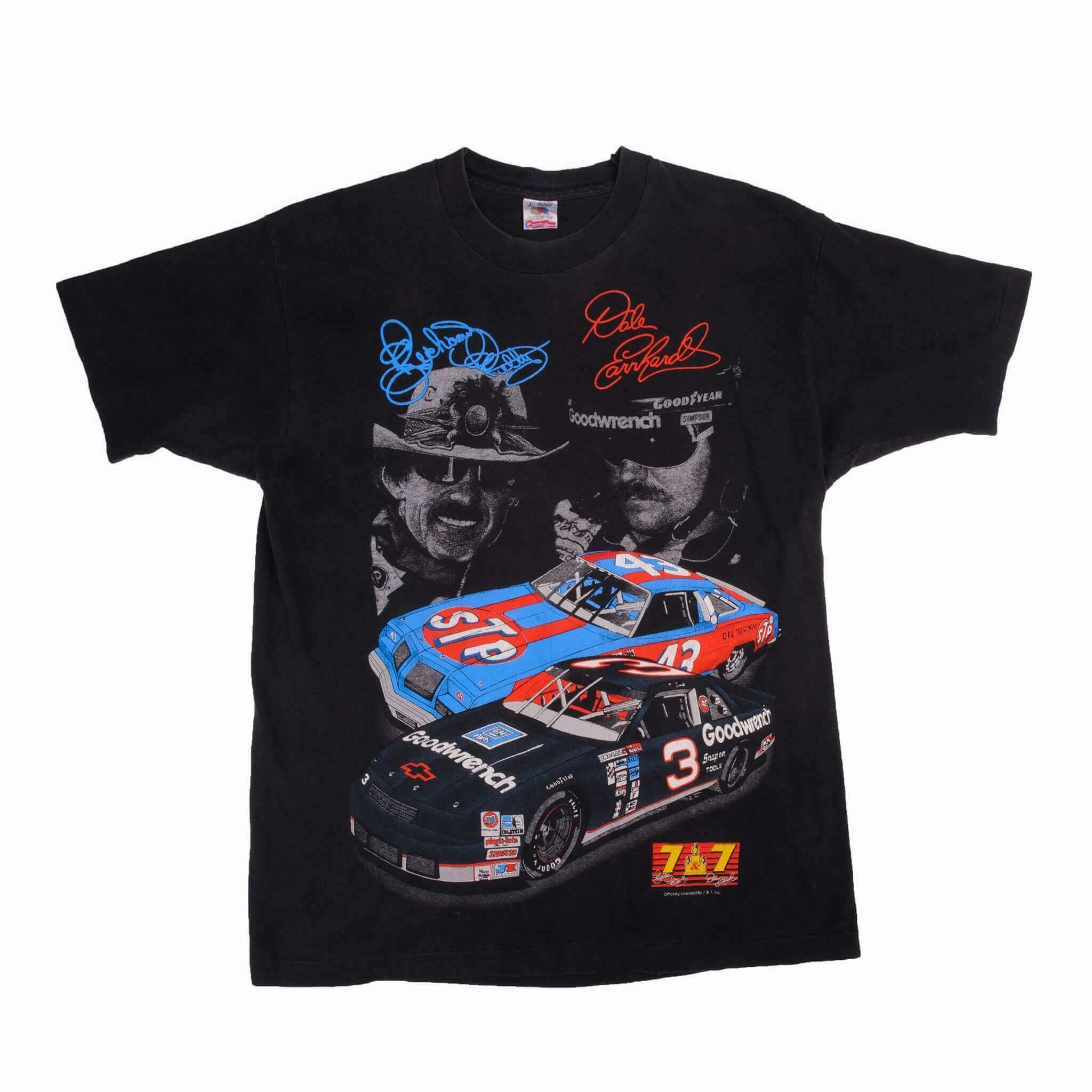VINTAGE NASCAR DALE EARNHARDT AND RICHARD PETTY 7 TIMES WINSTON CUP CHAMPIONS TEE SHIRT 1994 SIZE LARGE MADE IN USA