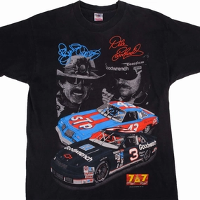 VINTAGE NASCAR DALE EARNHARDT AND RICHARD PETTY 7 TIMES WINSTON CUP CHAMPIONS TEE SHIRT 1994 SIZE LARGE MADE IN USA