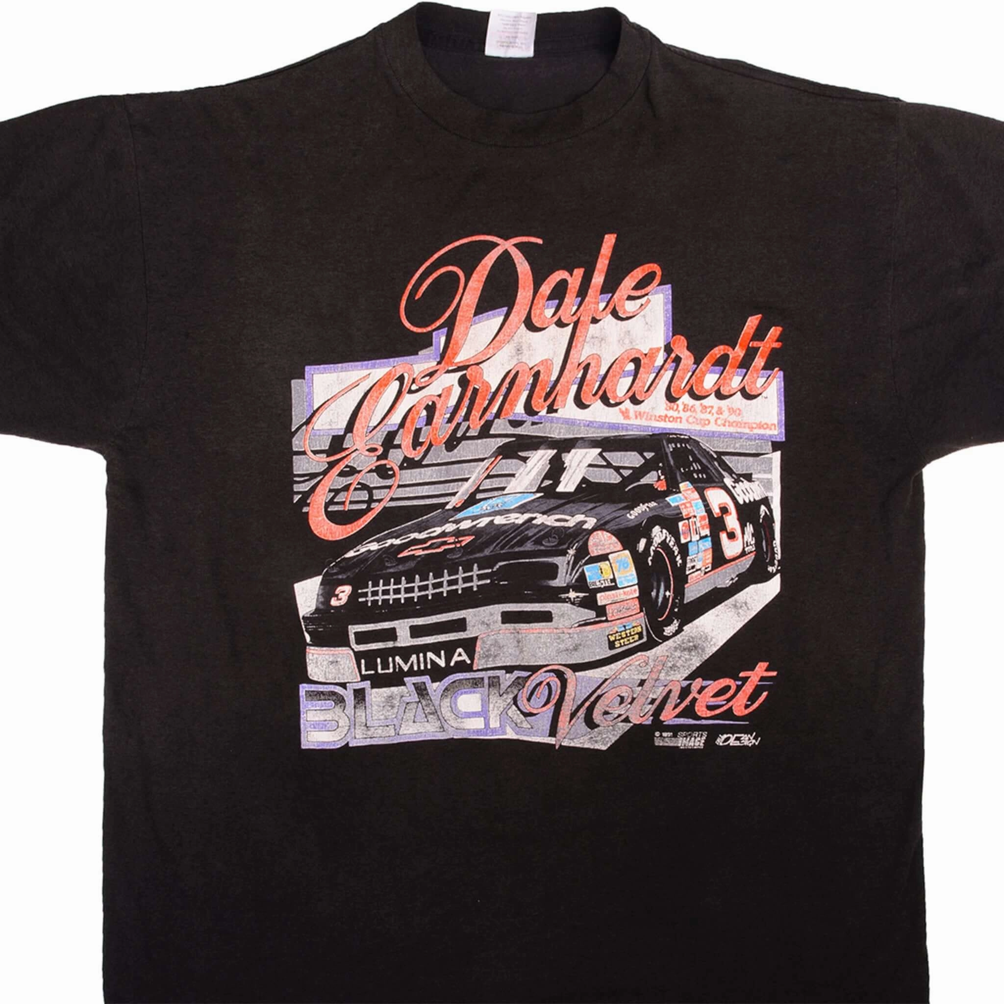 VINTAGE NASCAR DALE EARNHARDT BLACK VELVET 1992 TEE SHIRT SIZE XL MADE IN USA