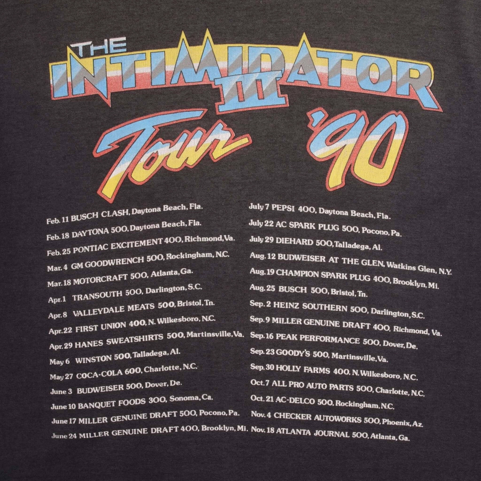 VINTAGE NASCAR DALE EARNHARDT INTIMIDATOR 3 TOUR 1990 TEE SHIRT LARGE MADE USA