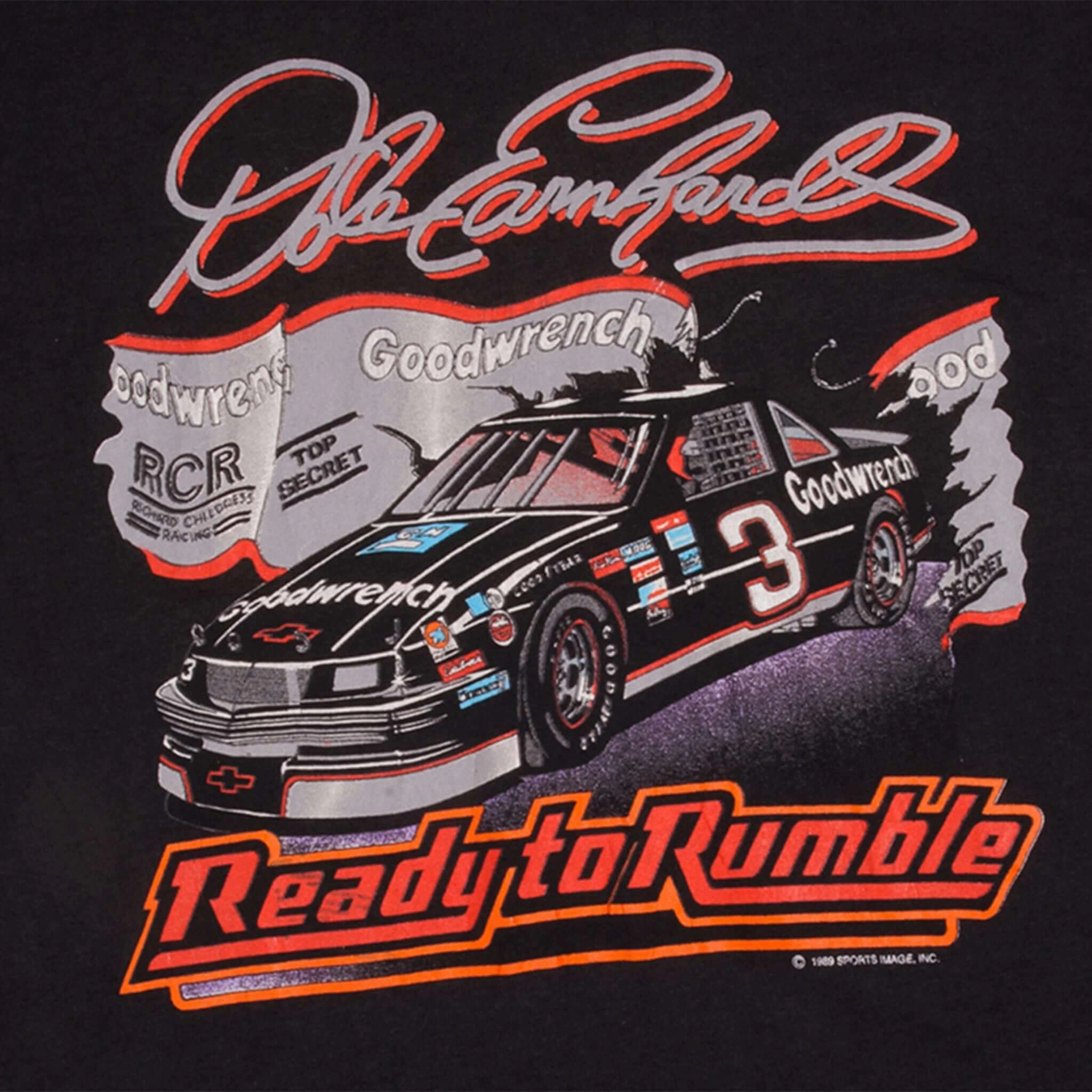 VINTAGE NASCAR DALE EARNHARDT READY TO RUMBLE 1989 TEE SHIRT LARGE MADE IN USA