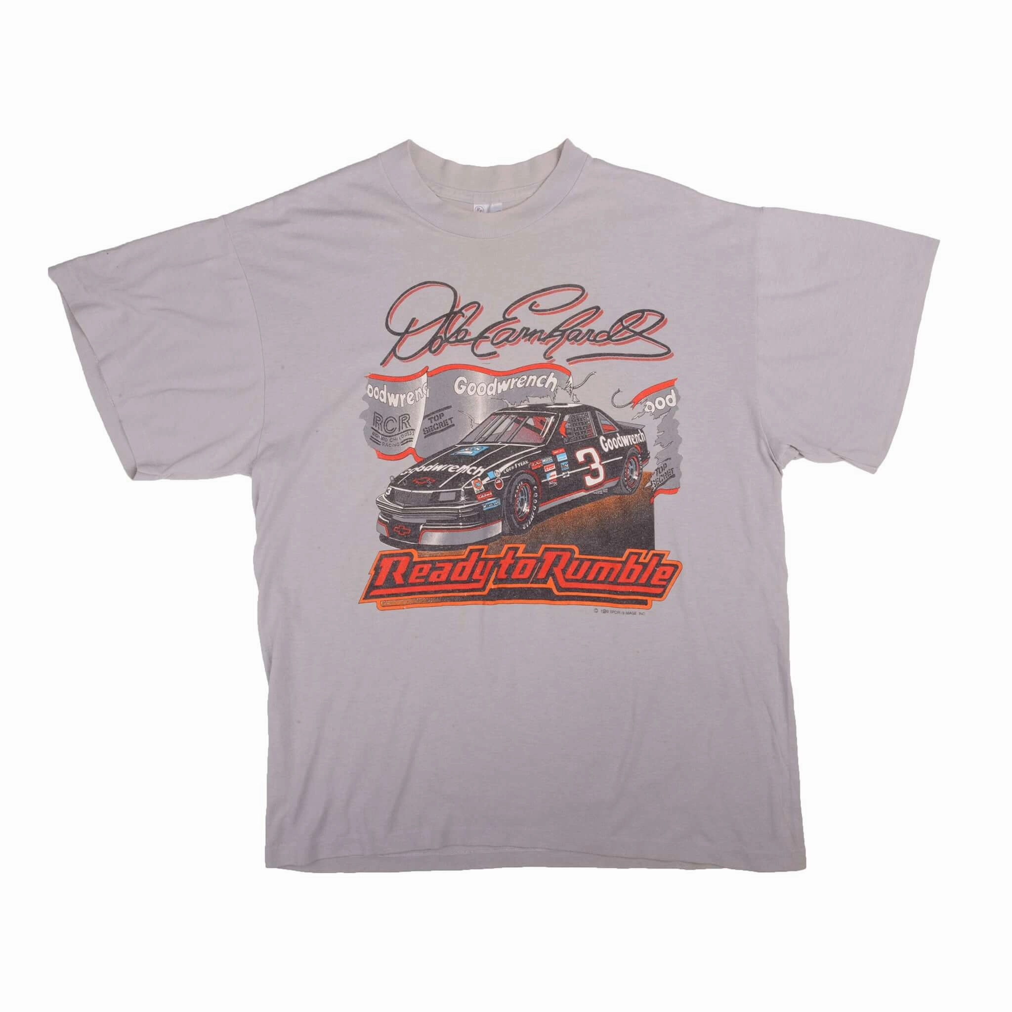 VINTAGE NASCAR DALE EARNHARDT READY TO RUMBLE 1989 TEE SHIRT SIZE LARGE MADE IN USA