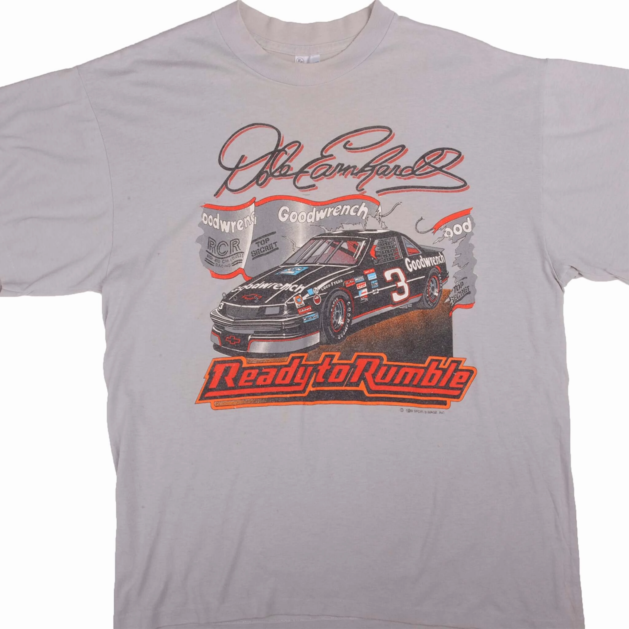 VINTAGE NASCAR DALE EARNHARDT READY TO RUMBLE 1989 TEE SHIRT SIZE LARGE MADE IN USA