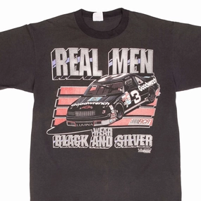VINTAGE NASCAR DALE EARNHARDT REAL MEN 1990 TEE SHIRT SIZE LARGE MADE USA