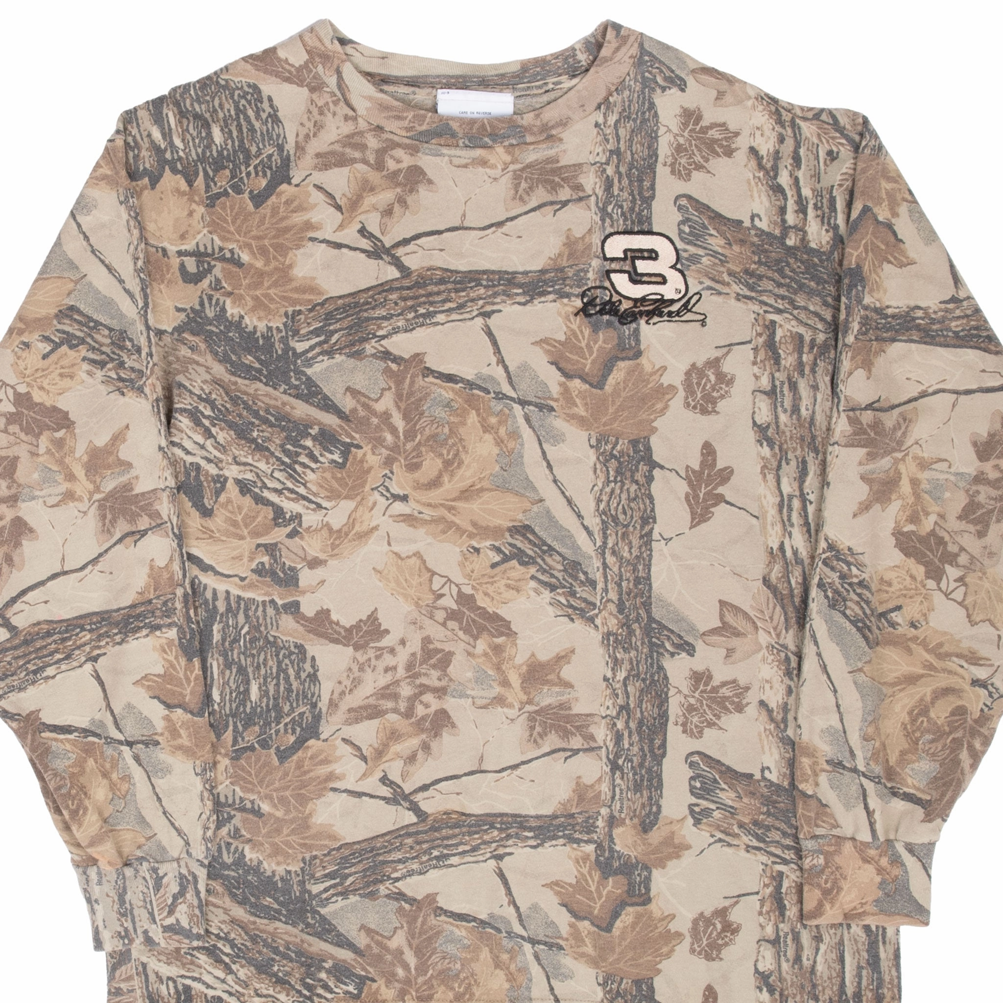 VINTAGE NASCAR DALE EARNHARDT REALTREE CAMO LONG SLEEVE TEE SHIRT 1990S LARGE