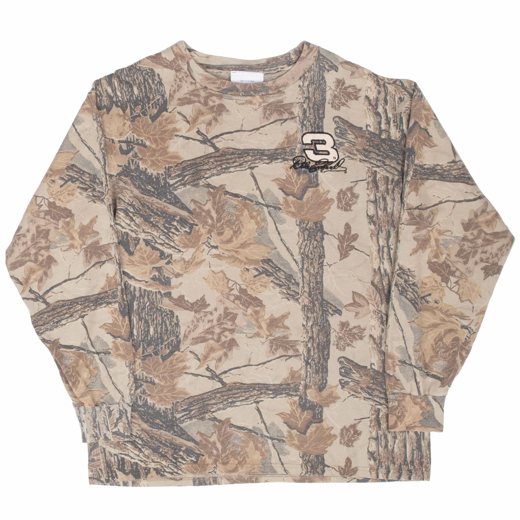 VINTAGE NASCAR DALE EARNHARDT REALTREE CAMO LONG SLEEVE TEE SHIRT 1990S LARGE