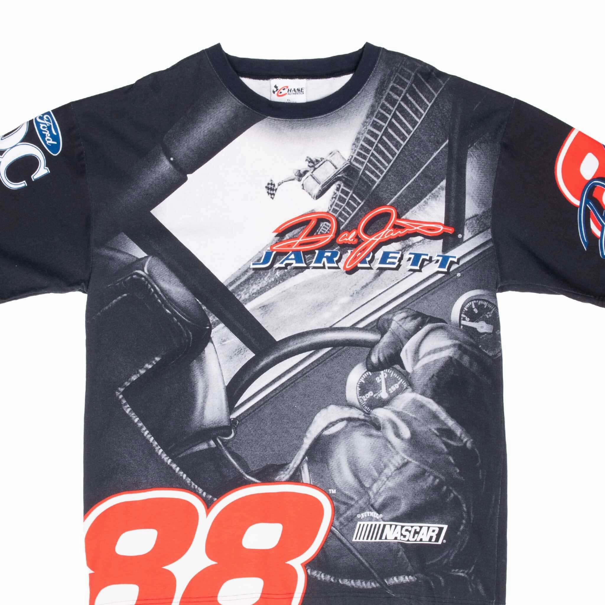 VINTAGE NASCAR DALE JARRET ALL OVER PRINT 1990S TEE SHIRT XL MADE IN USA