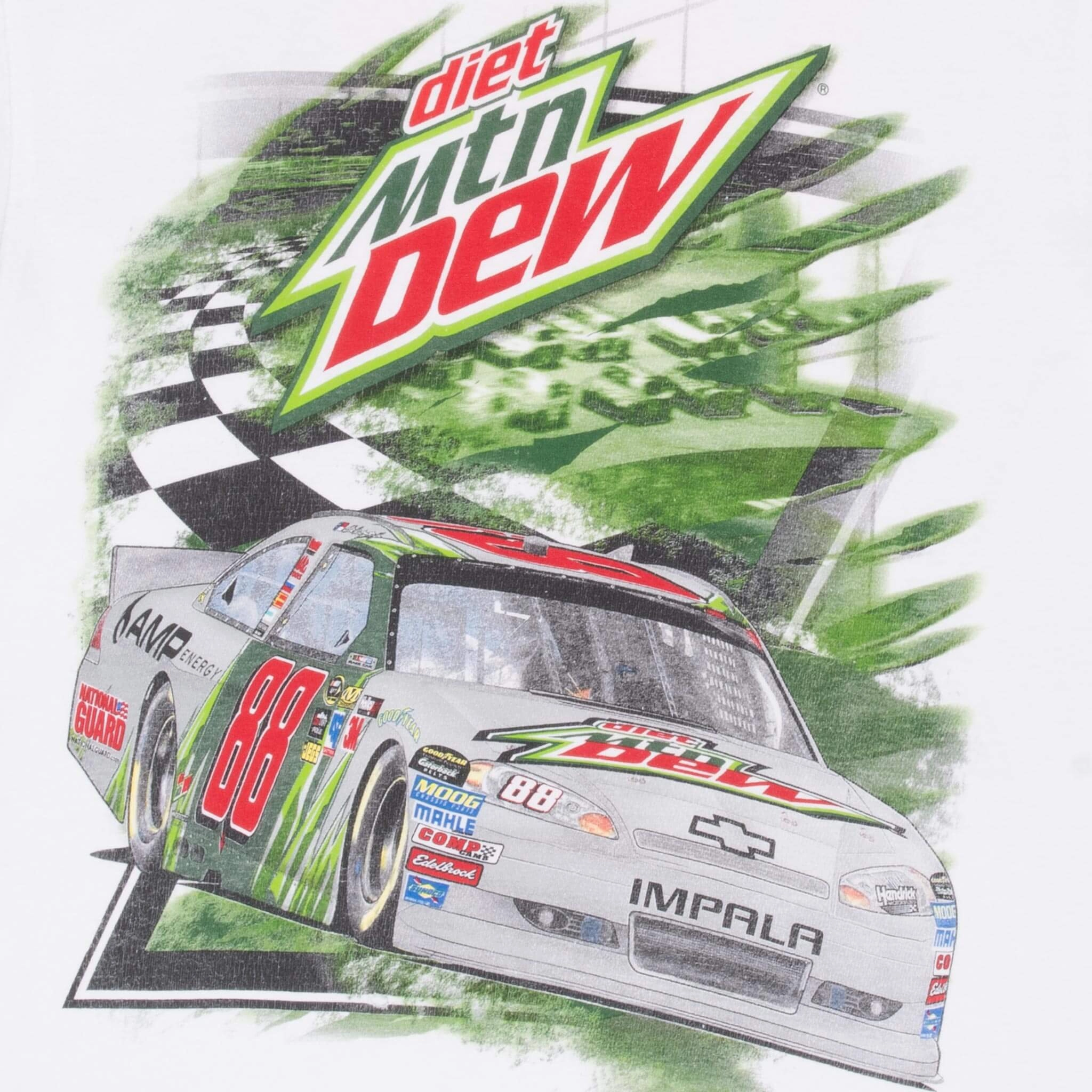 VINTAGE NASCAR DALE JR MOUNTAIN DEW TEE SHIRT 2000S LARGE