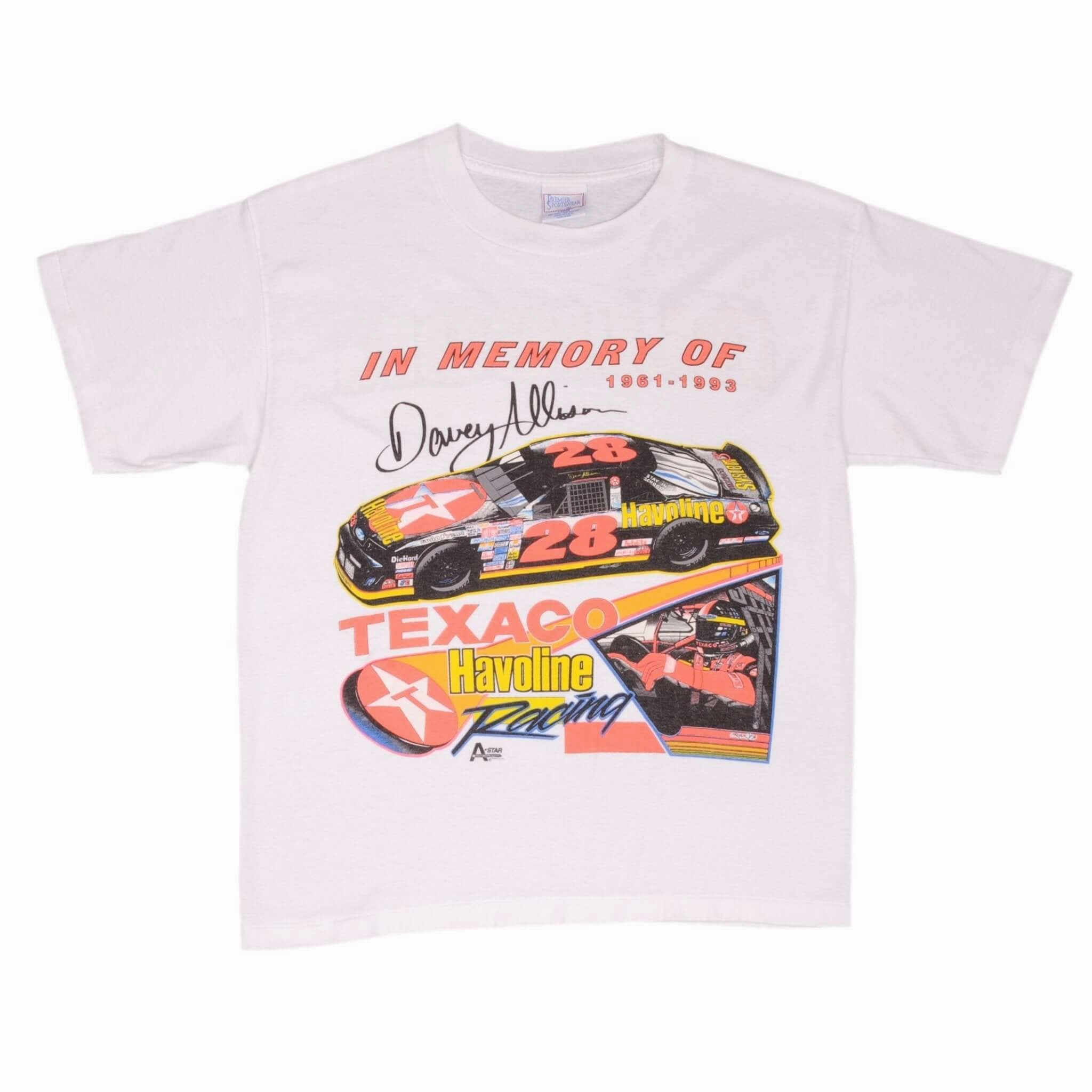 VINTAGE NASCAR DAVEY ALLISON 1993 MEMORIAL TEE SHIRT LARGE MADE IN USA