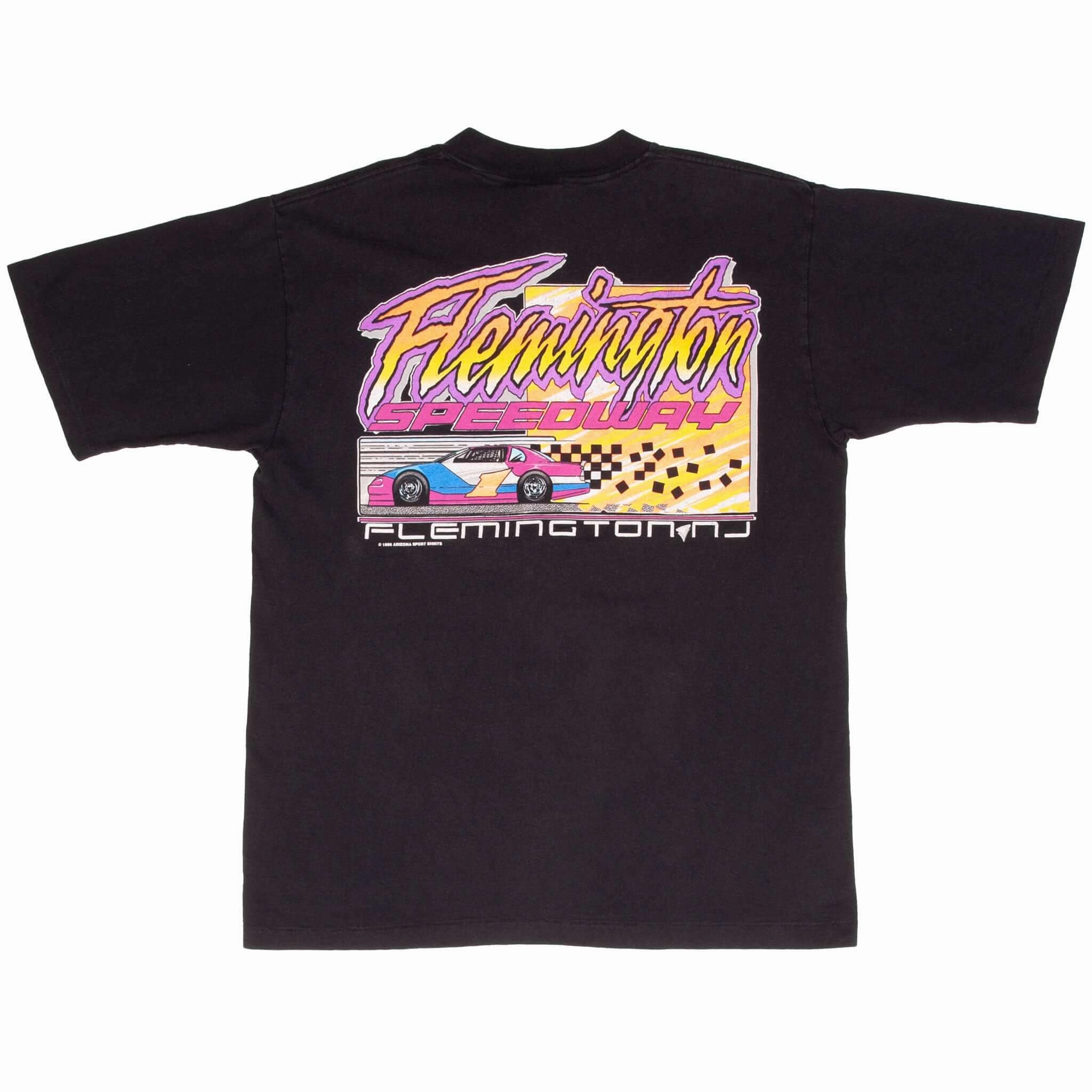 VINTAGE NASCAR FLEMINGTON SPEEDWAY 1996 TEE SHIRT SIZE LARGE MADE IN USA