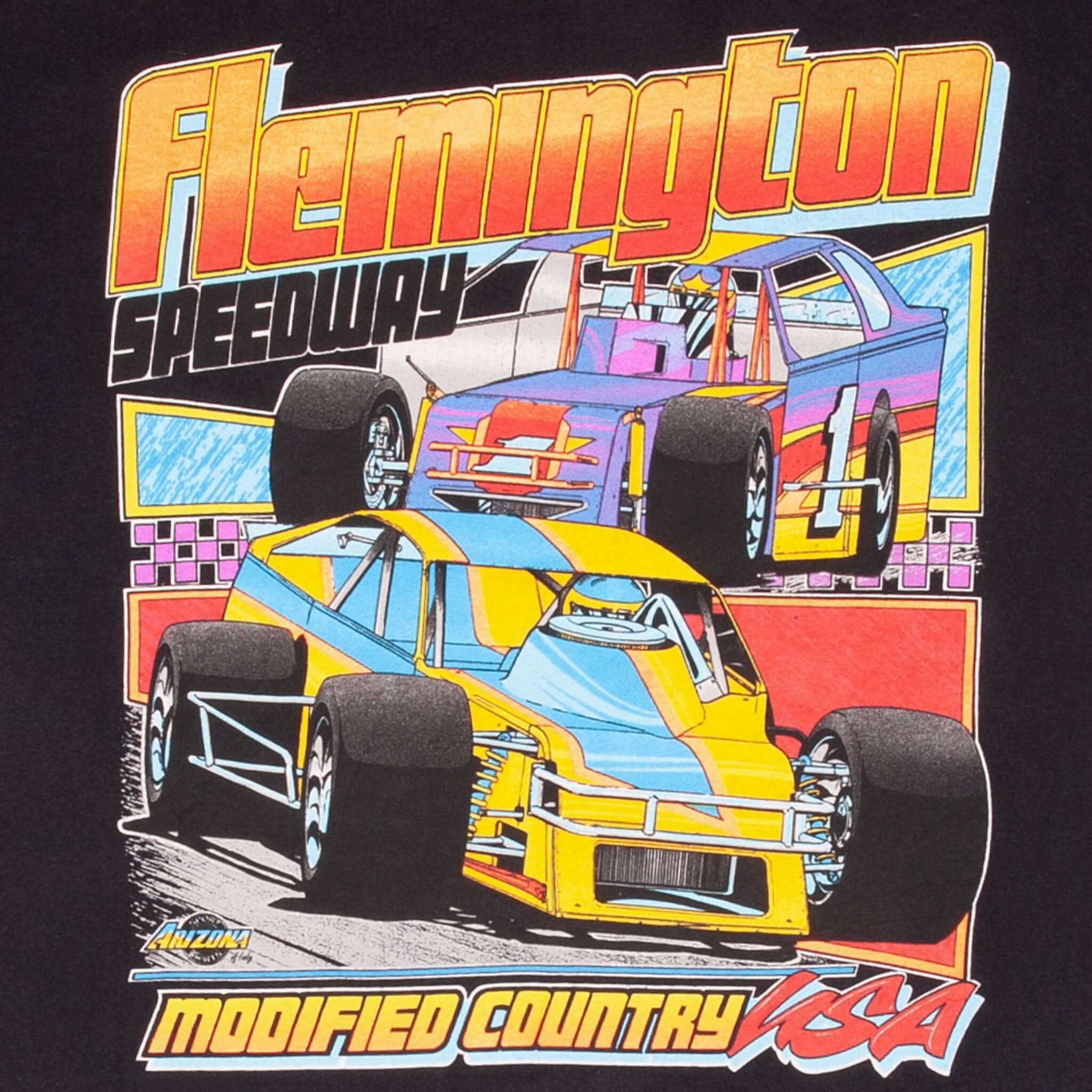 VINTAGE NASCAR FLEMINGTON SPEEDWAY 1996 TEE SHIRT SIZE LARGE MADE IN USA