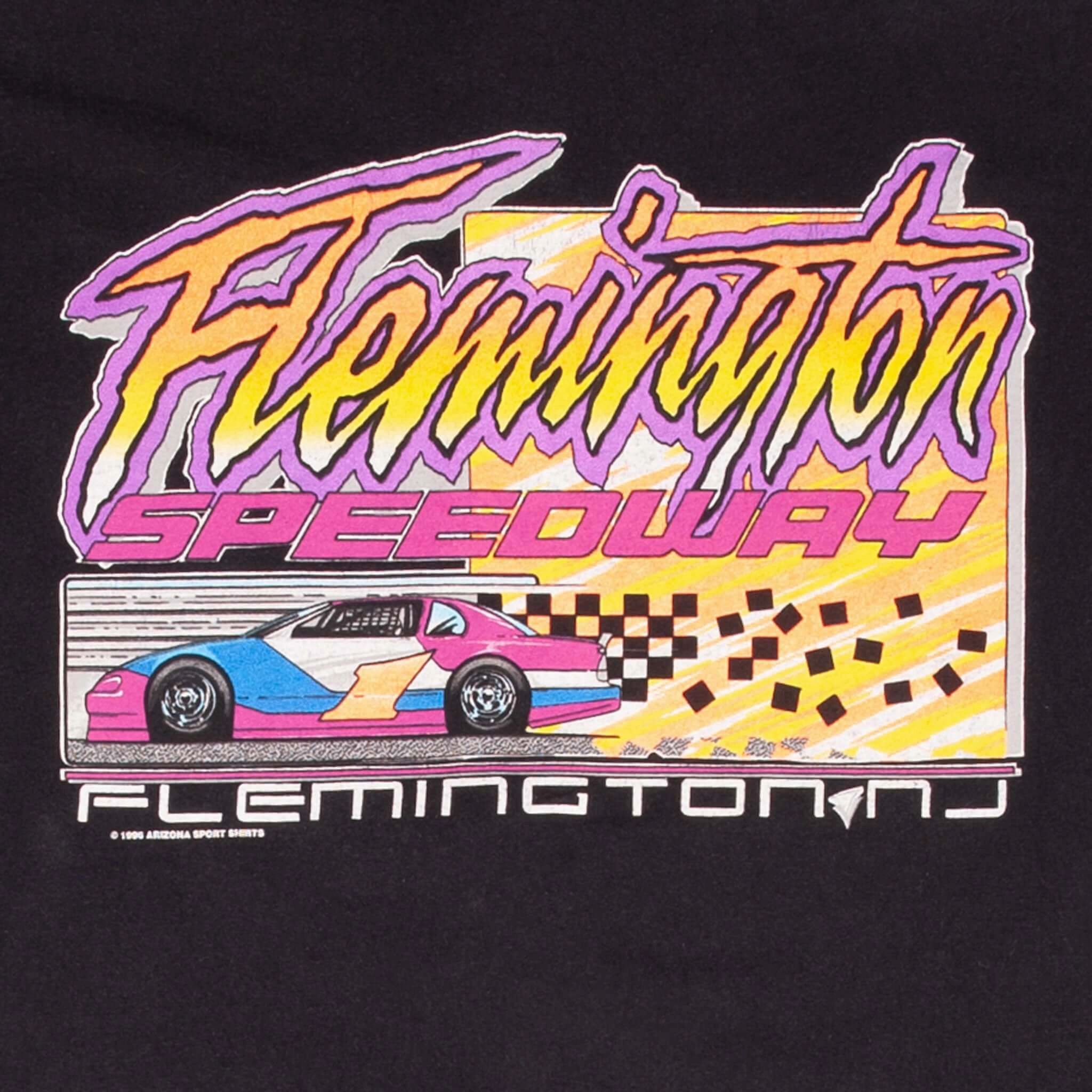 VINTAGE NASCAR FLEMINGTON SPEEDWAY 1996 TEE SHIRT SIZE LARGE MADE IN USA