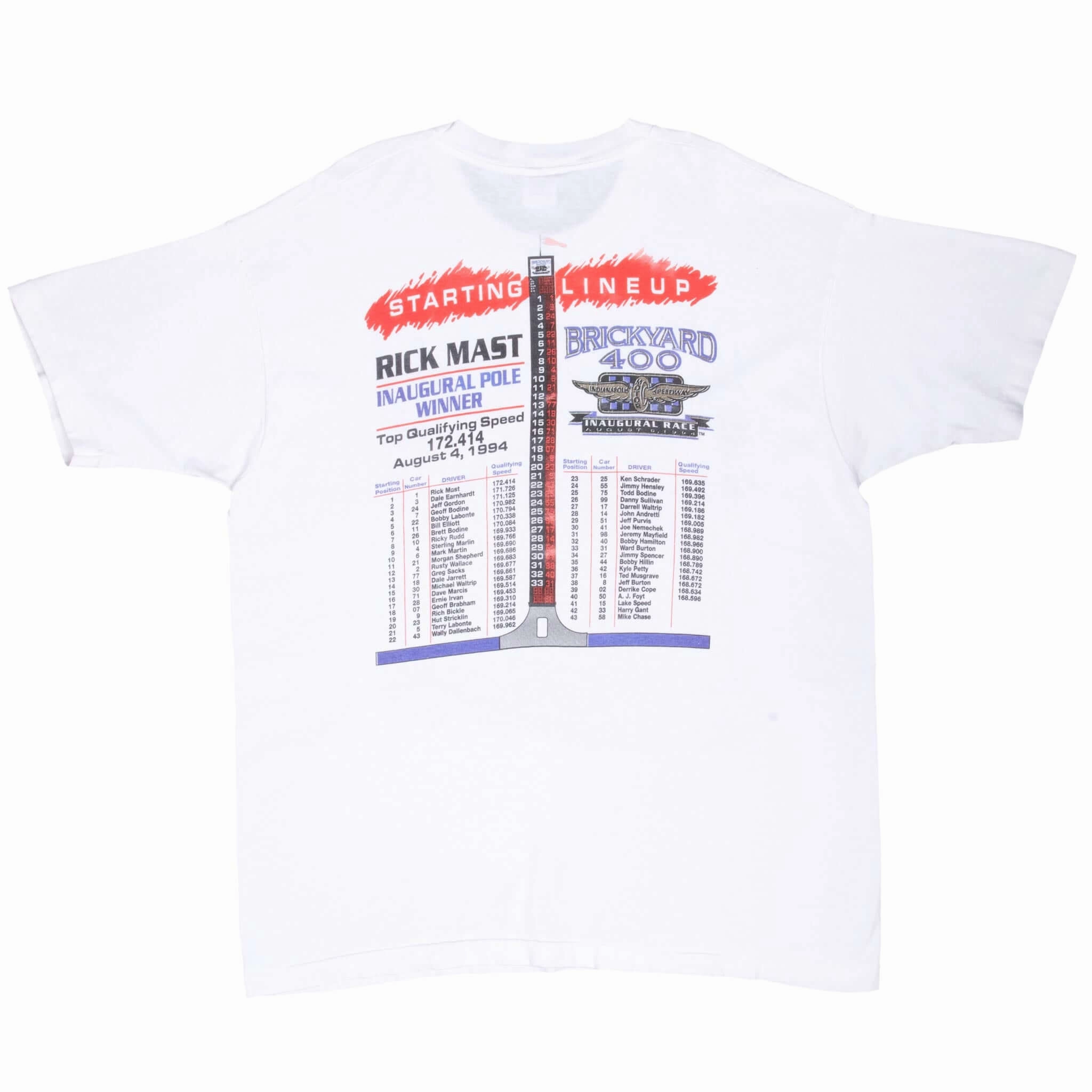 VINTAGE NASCAR INDIANAPOLIS BRICKYARD 400 1994 TEE SHIRT XL MADE IN USA
