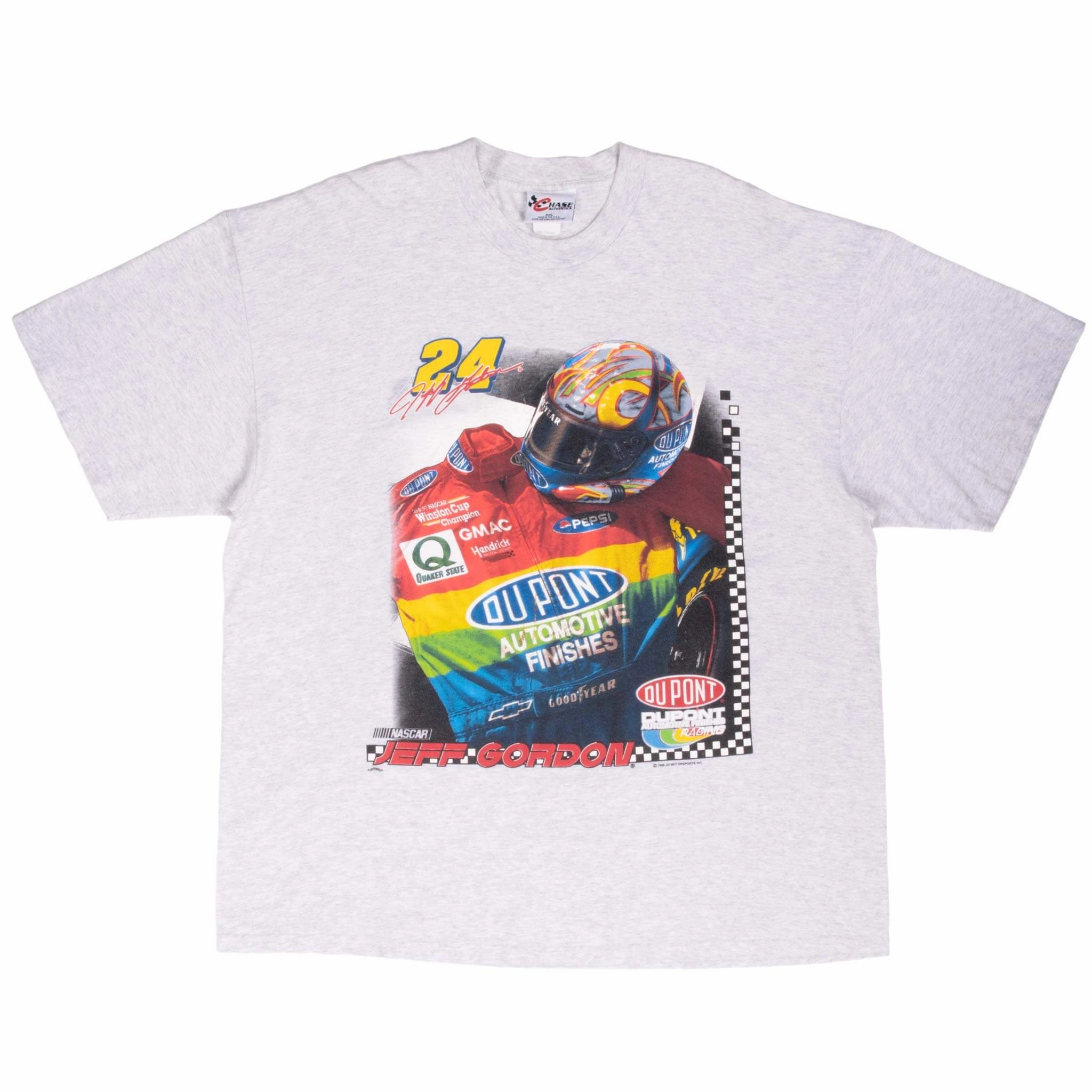 VINTAGE NASCAR JEFF GORDON DUPONT 1998 GREY TEE SHIRT 2XL MADE IN USA