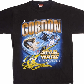VINTAGE NASCAR JEFF GORDON STAR WARS EPISODE 1 PHANTOM MENACE TEE SHIRT 1999 SIZE L