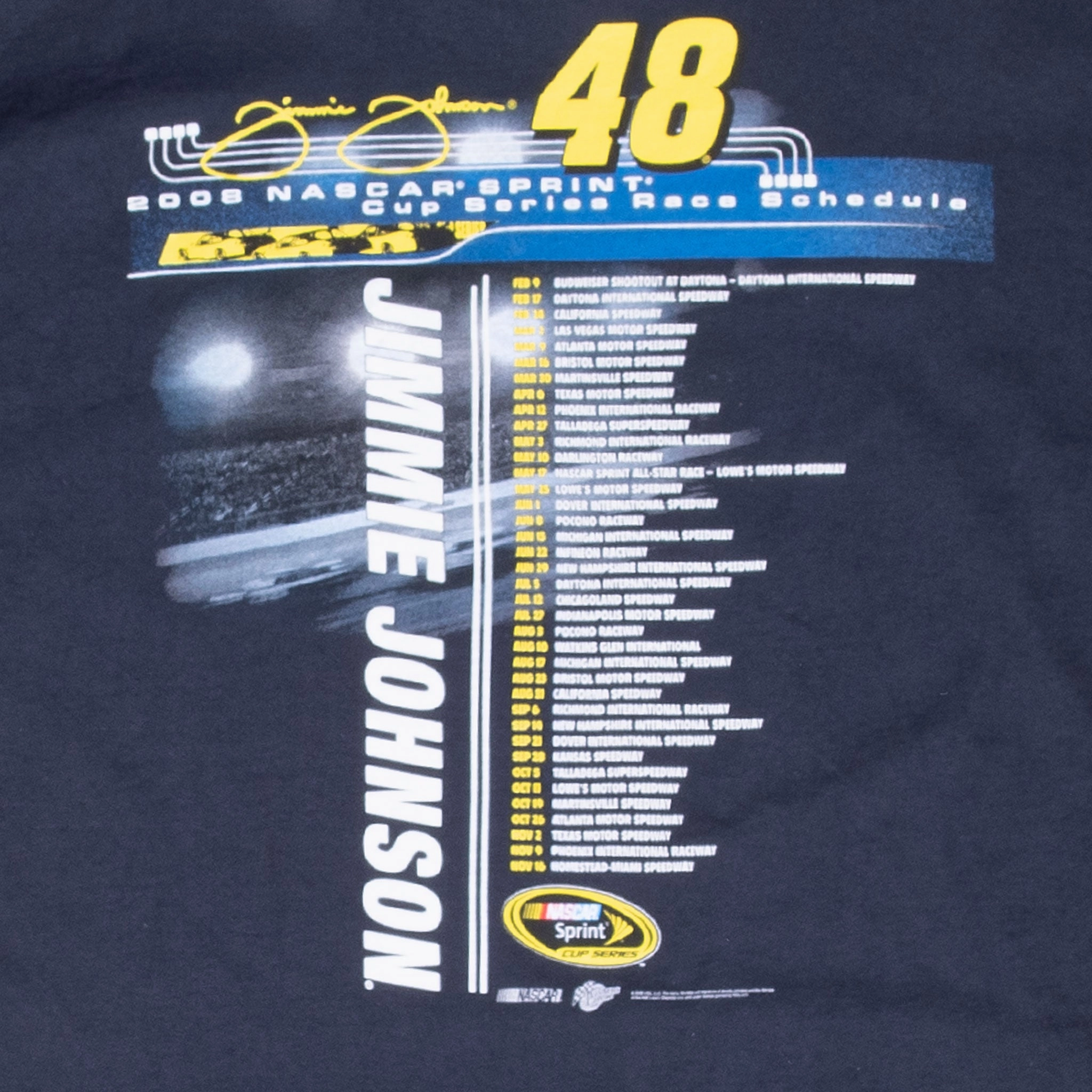 VINTAGE NASCAR JIMMIE JOHNSON TEE SHIRT 2008 XL