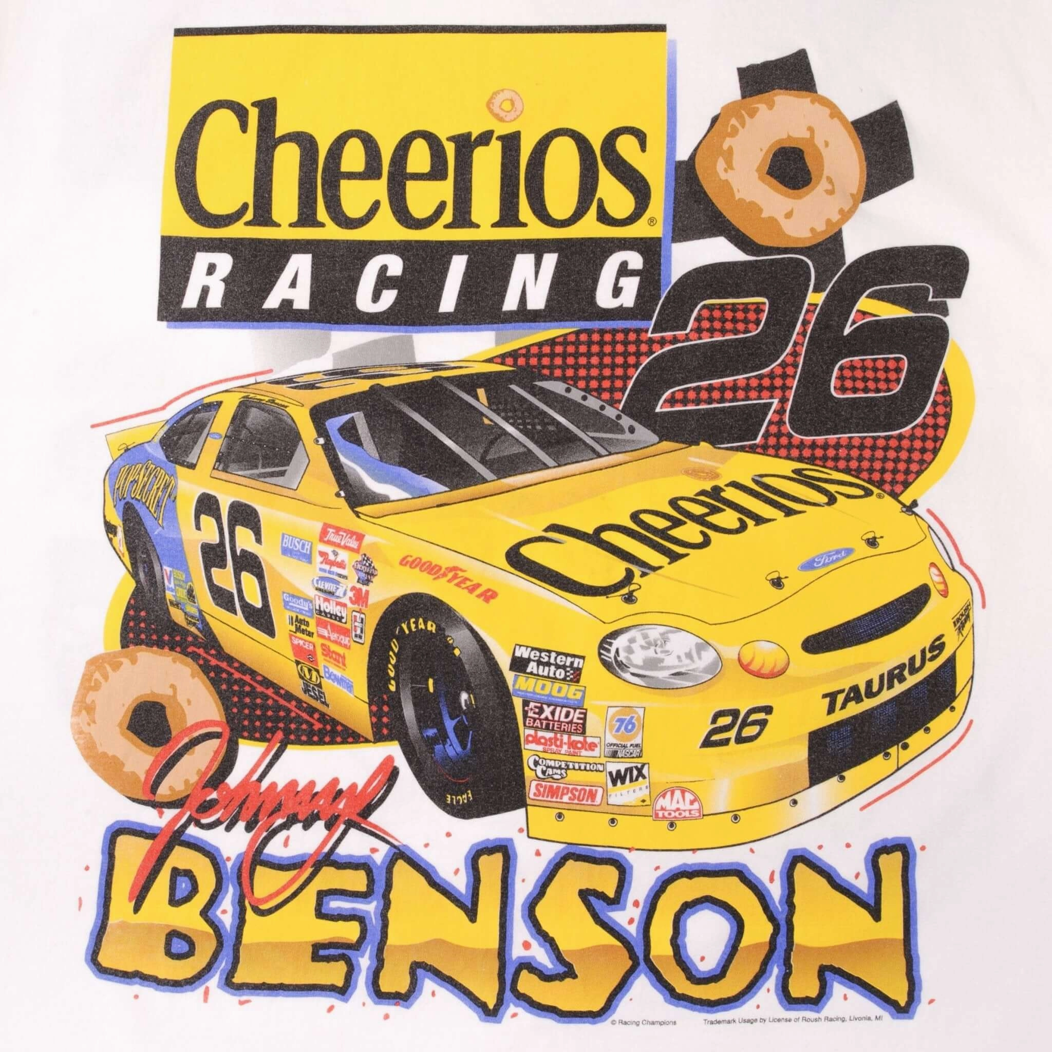 VINTAGE NASCAR JOHNNY BENSON CHEERIOS 1990S TEE SHIRT SIZE LARGE