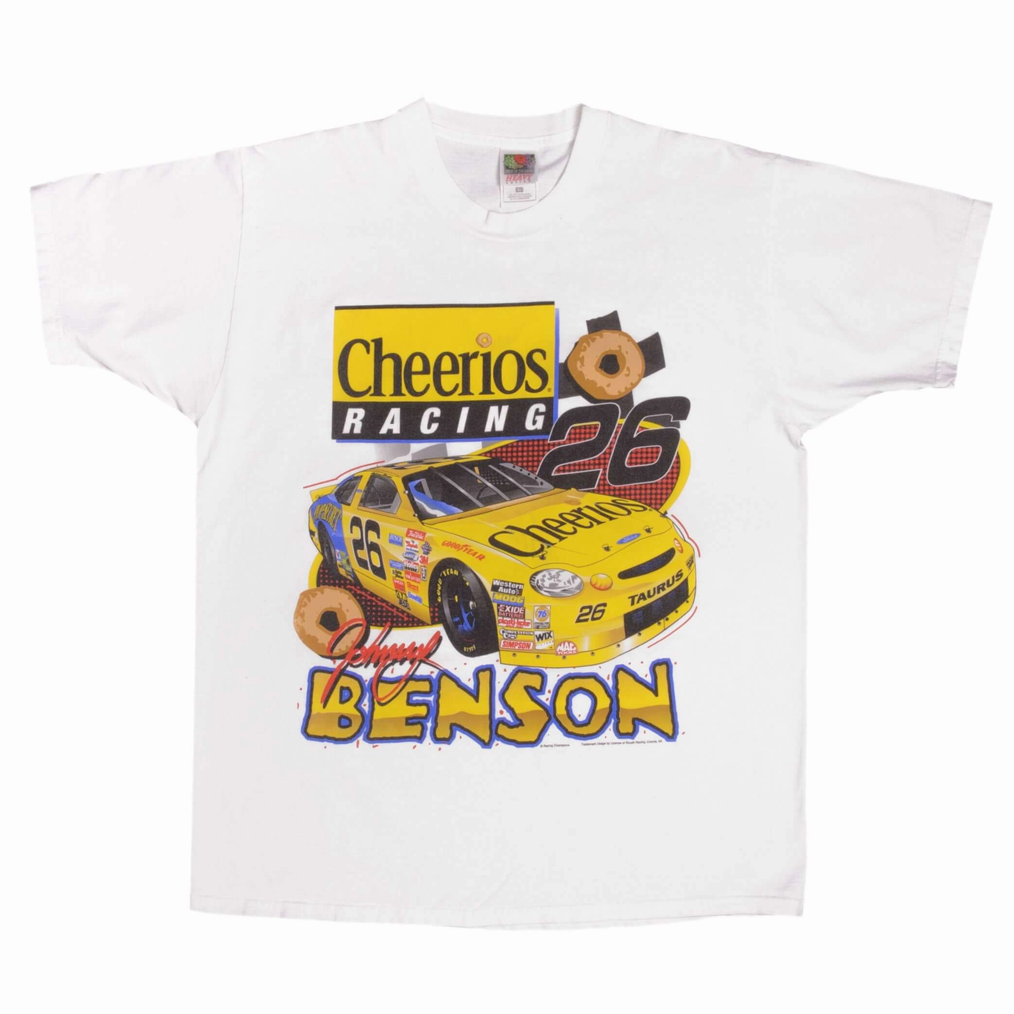 VINTAGE NASCAR JOHNNY BENSON CHEERIOS 1990S TEE SHIRT SIZE LARGE