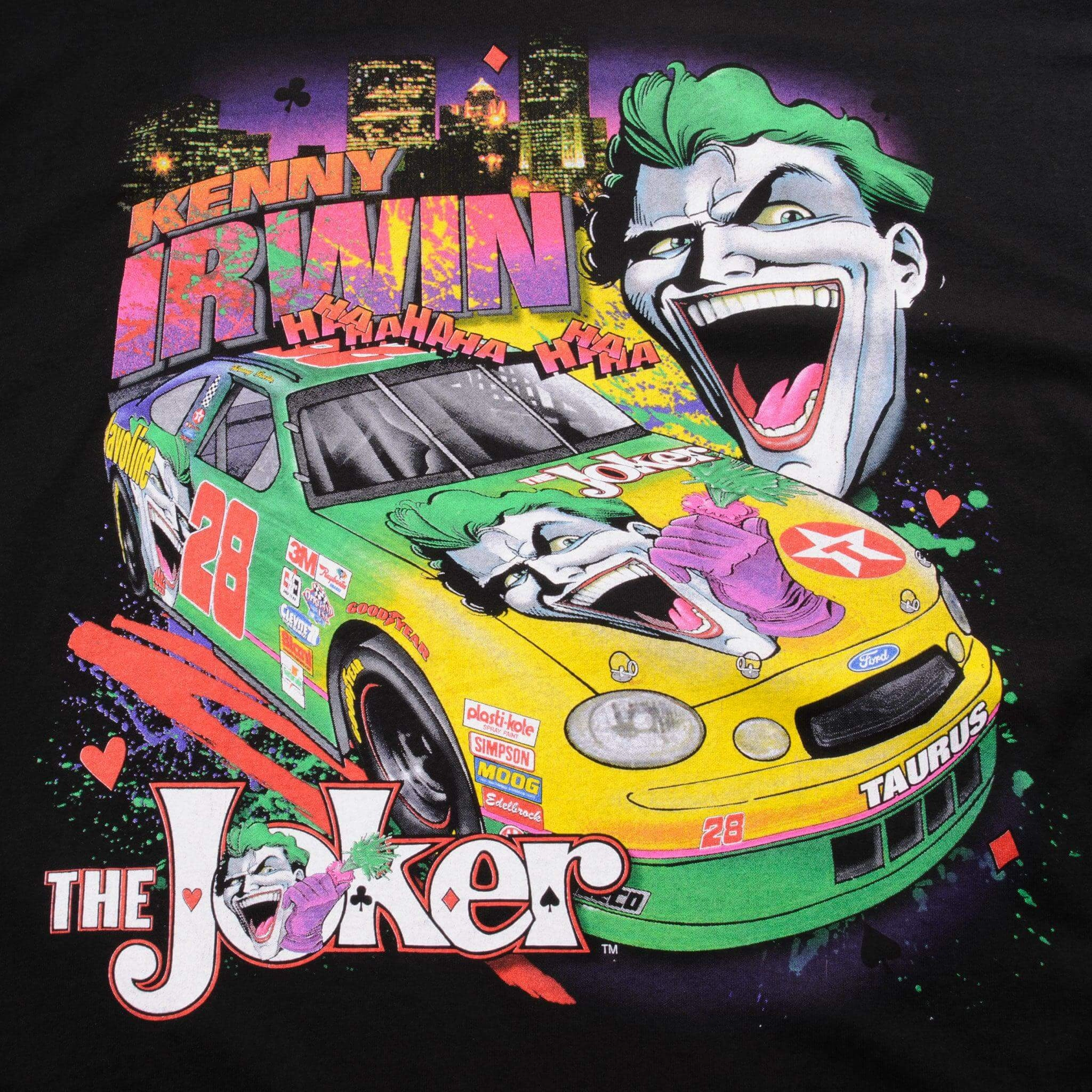 VINTAGE NASCAR KENNY IRWIN THE JOKER TEE SHIRT 1998 SIZE XL MADE IN USA
