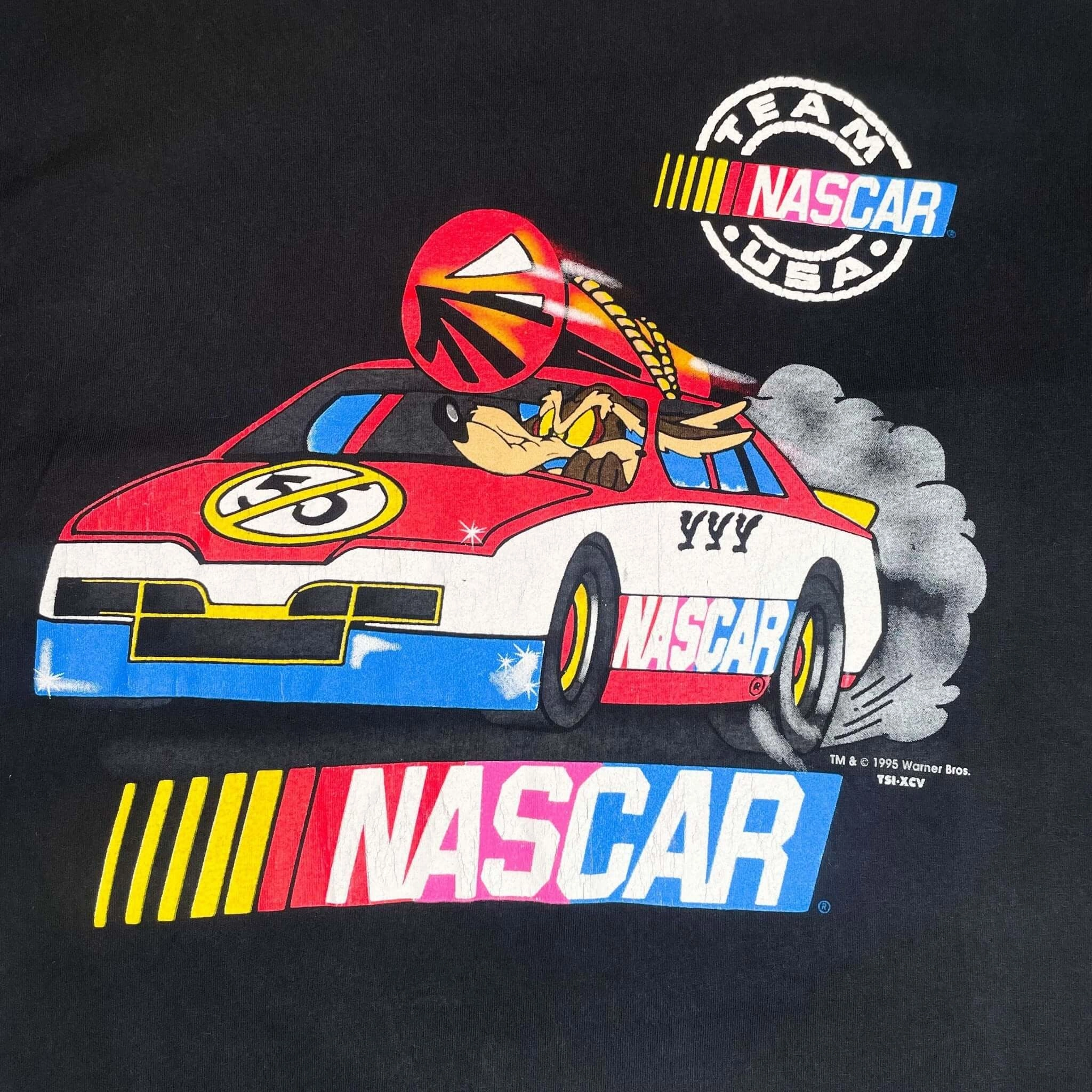 VINTAGE NASCAR LOONEY TUNES VIL COYOTE 1995 TEE SHIRT SIZE XL