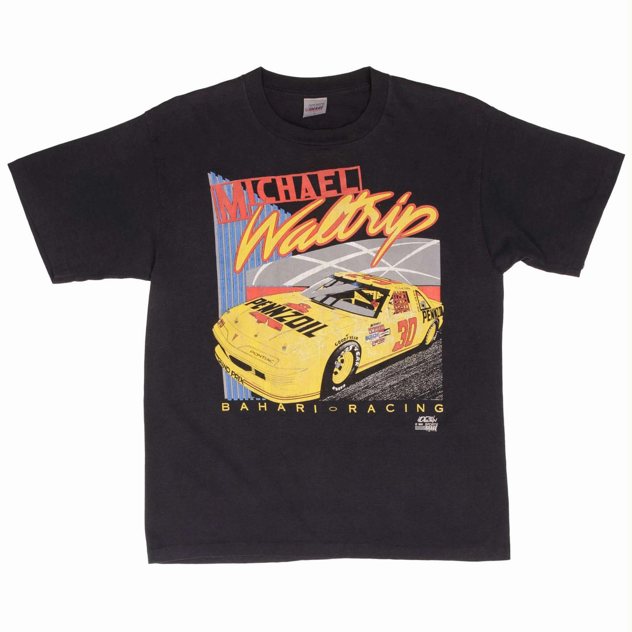 VINTAGE NASCAR MICHAEL WALTRIP PENNZOIL 1991 TEE SHIRT SIZE LARGE MADE IN USA