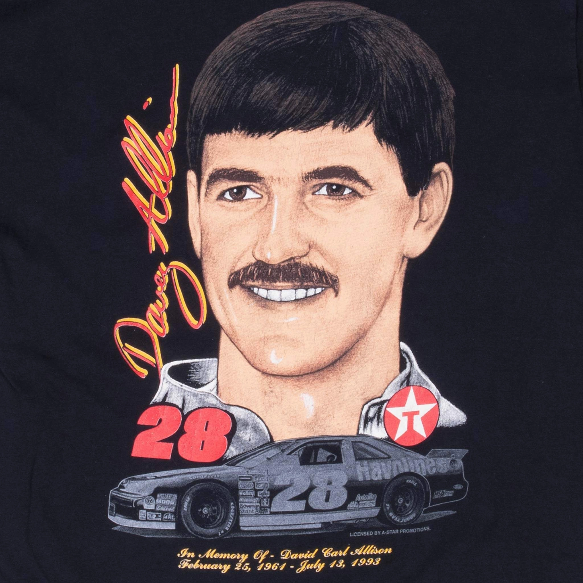 VINTAGE NASCAR RACING DAVEY ALLISON 1993 MEMORIAL TEE SHIRTLARGE MADE USA
