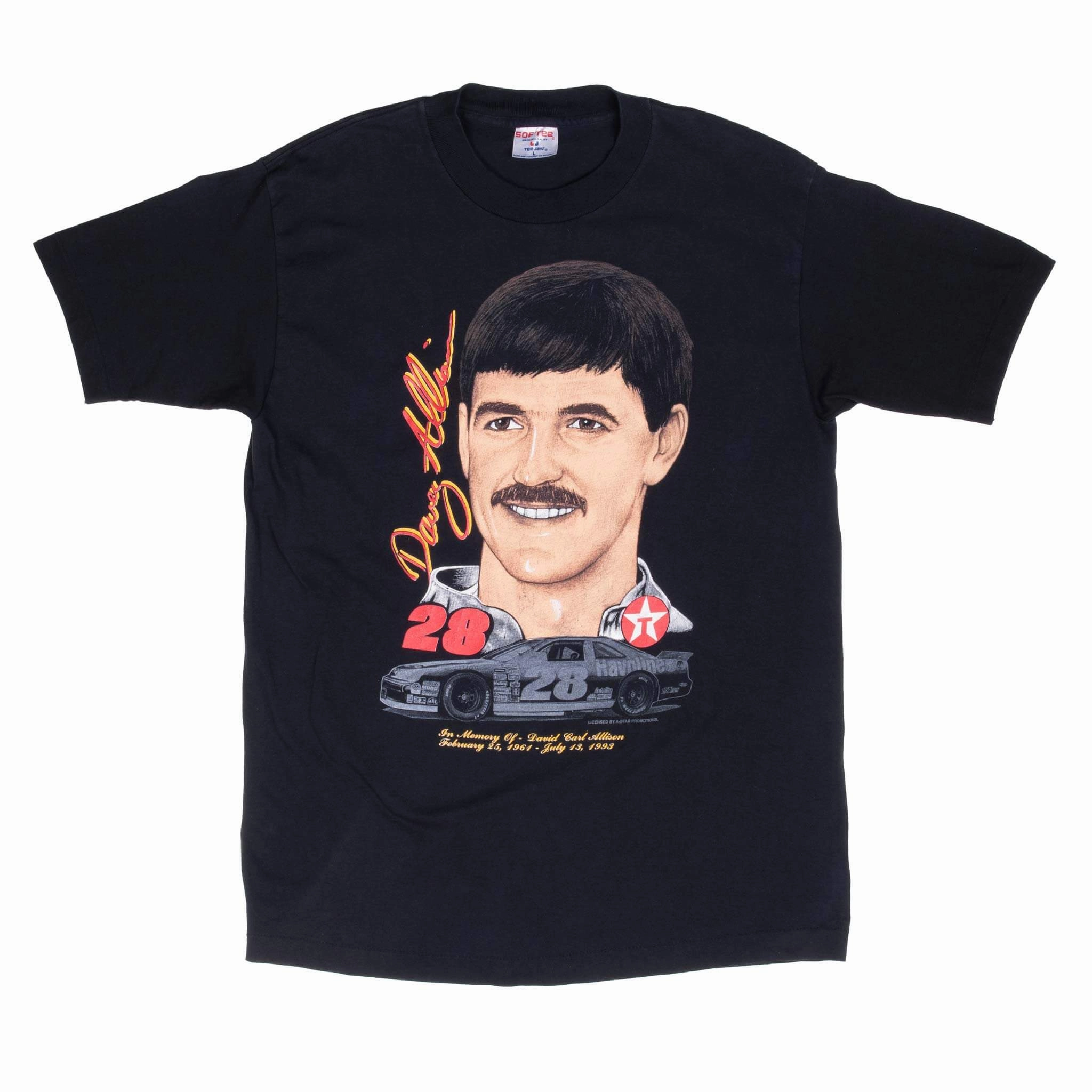 VINTAGE NASCAR RACING DAVEY ALLISON 1993 MEMORIAL TEE SHIRTLARGE MADE USA