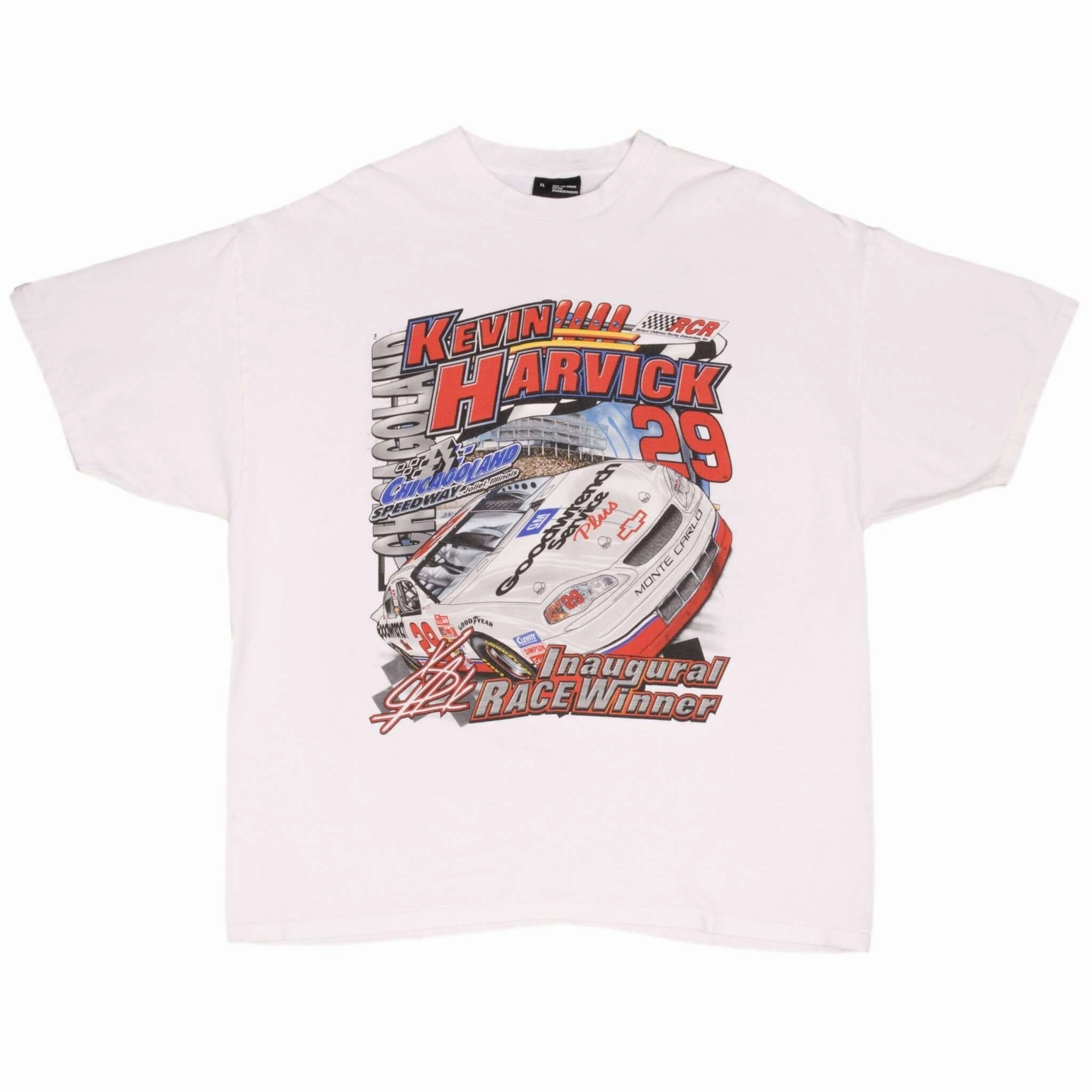 VINTAGE NASCAR RACING KEVIN HARVICK CHICAGOLAND INAUGURAL 2001 TEE SHIRT XL